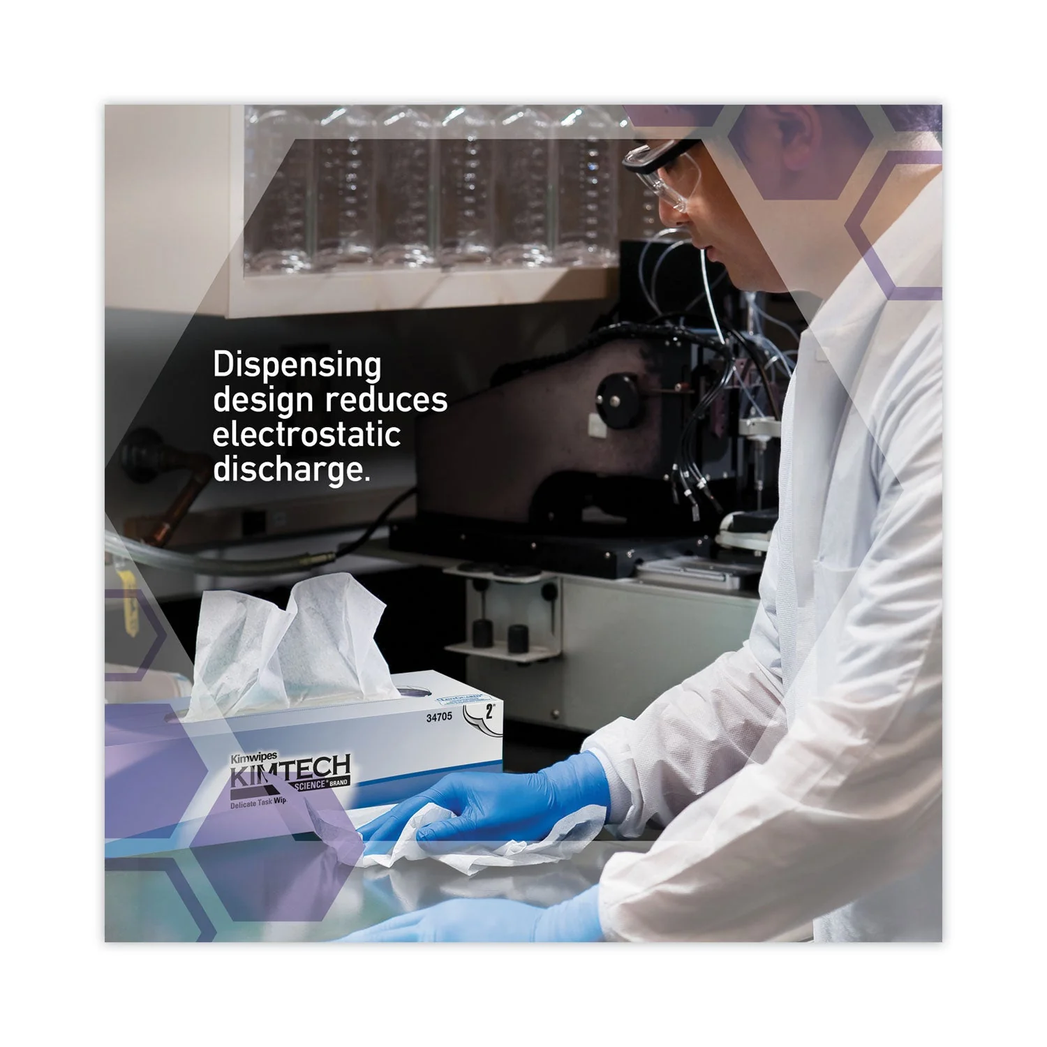 Kimtech 34721 Kimwipes Delicate Task Wipers 2-Ply, 14.7 x 16.6, 92/Box, 15 Boxes/Carton - Image 6