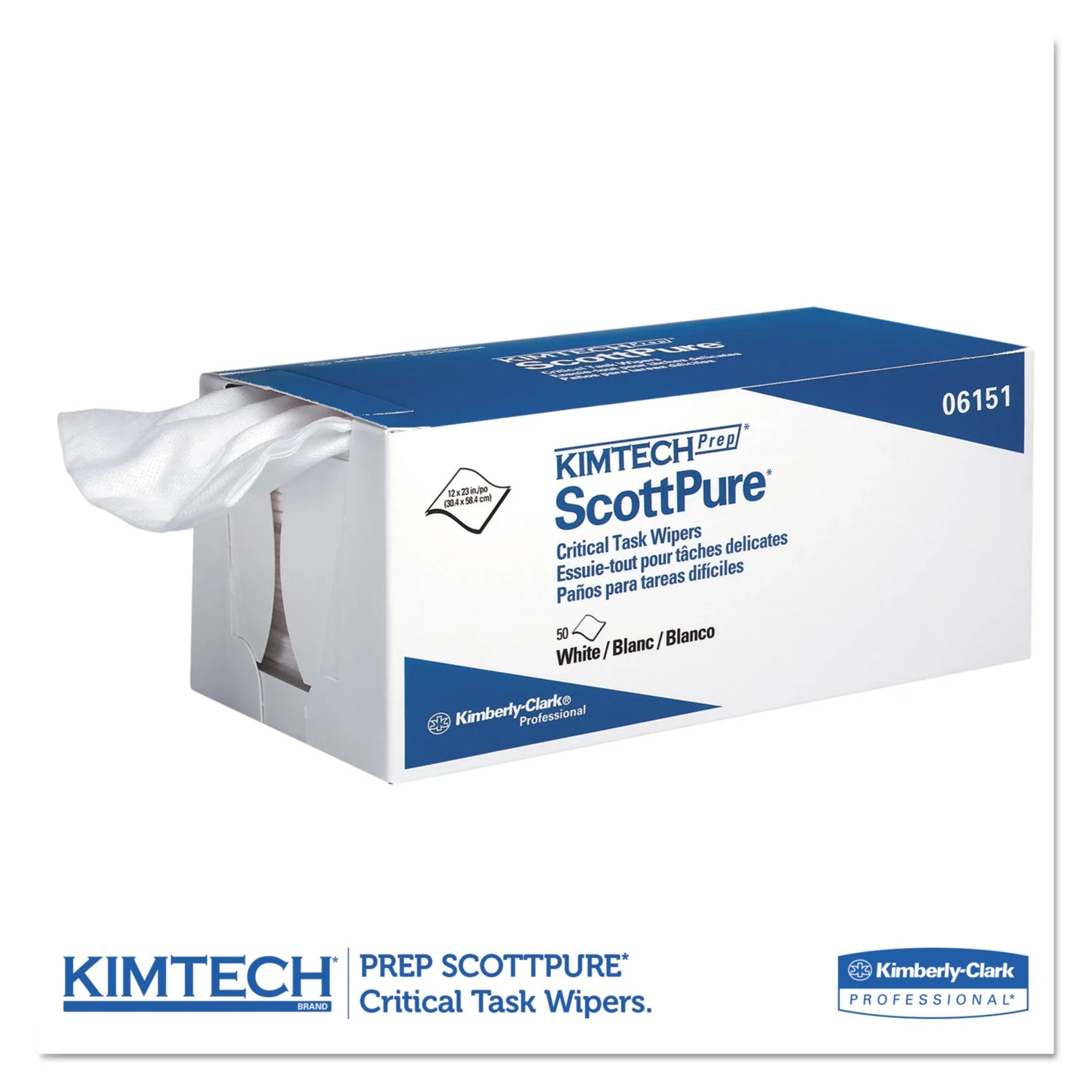 Kimtech SCOTTPURE Critical Task Wipers, 12 x 23, White, 50/Box, 8 Boxes/Carton - Image 2