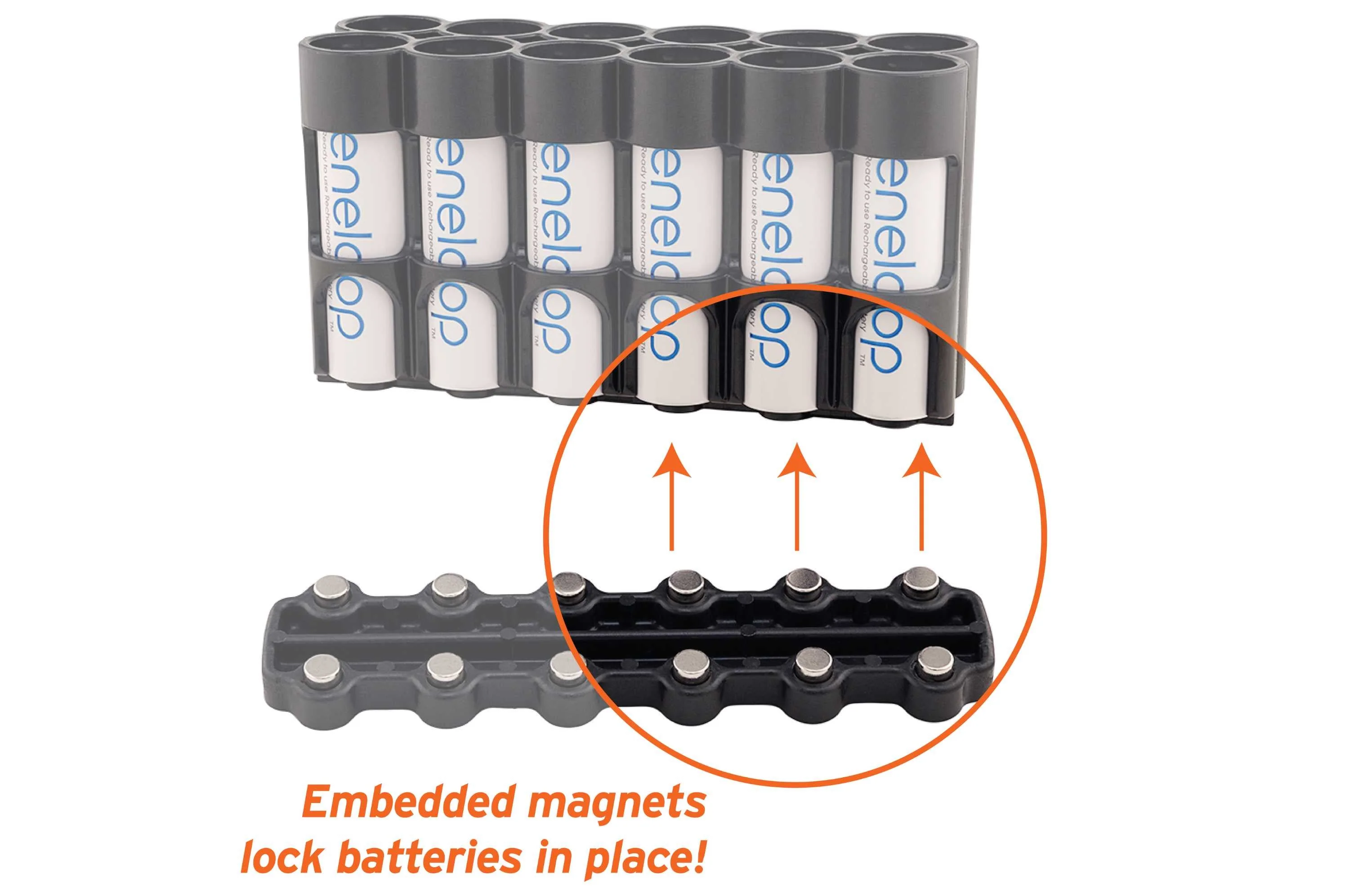 Storacell  Magnetic AA 12 Pack Strip Battery Caddy With Cradle (Black) - Image 5