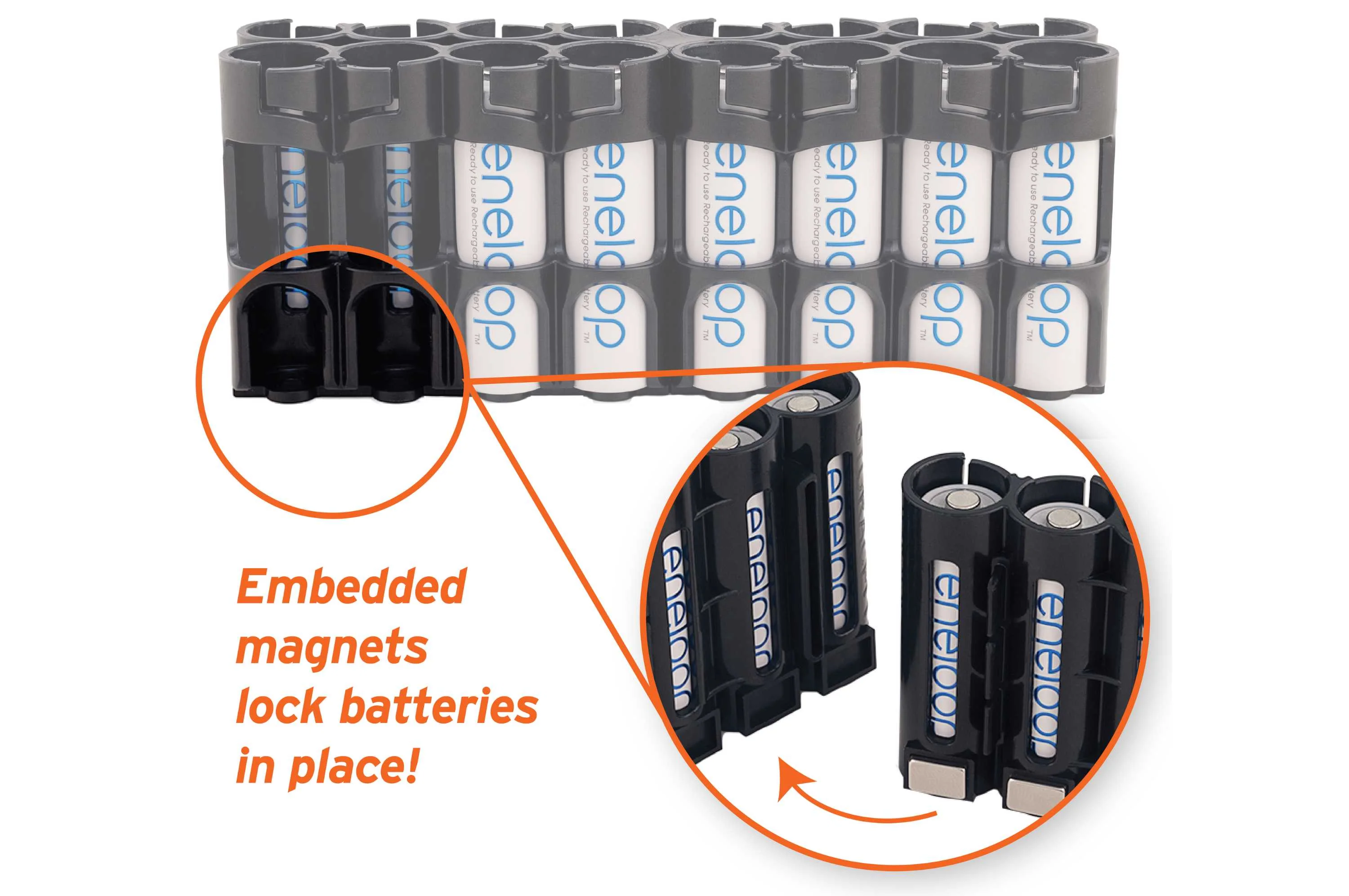 Storacell Magnetic AA 16 Pack Battery Caddy (Black) - Image 5