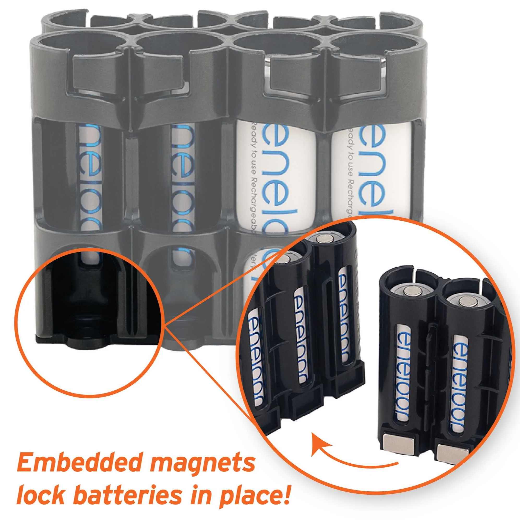 Storacell Magnetic AA - 8 Pack Battery Caddy (Black) - Image 2