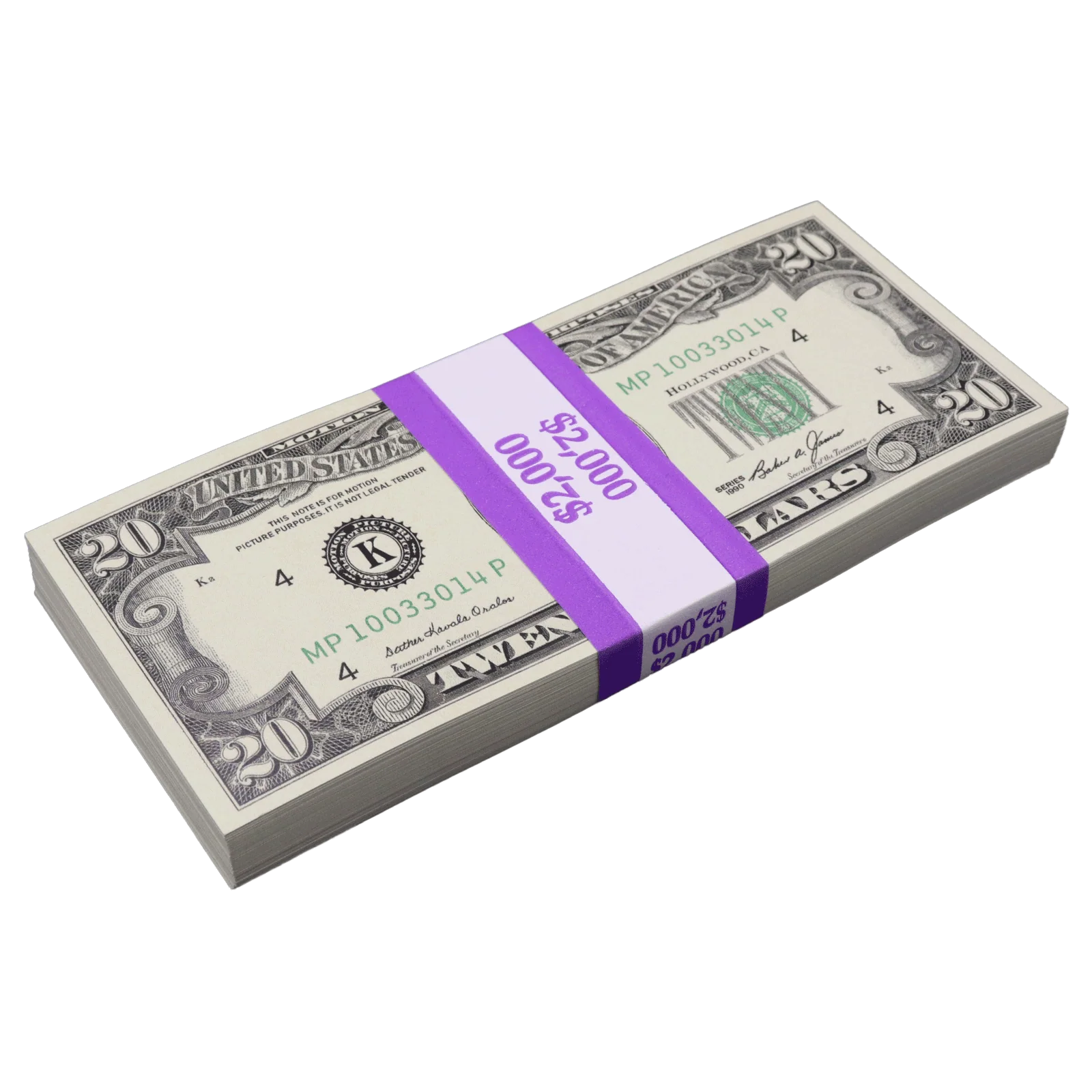 Money Prop - 1990 Series $20 Full Print $2,000 Stack - Image 5