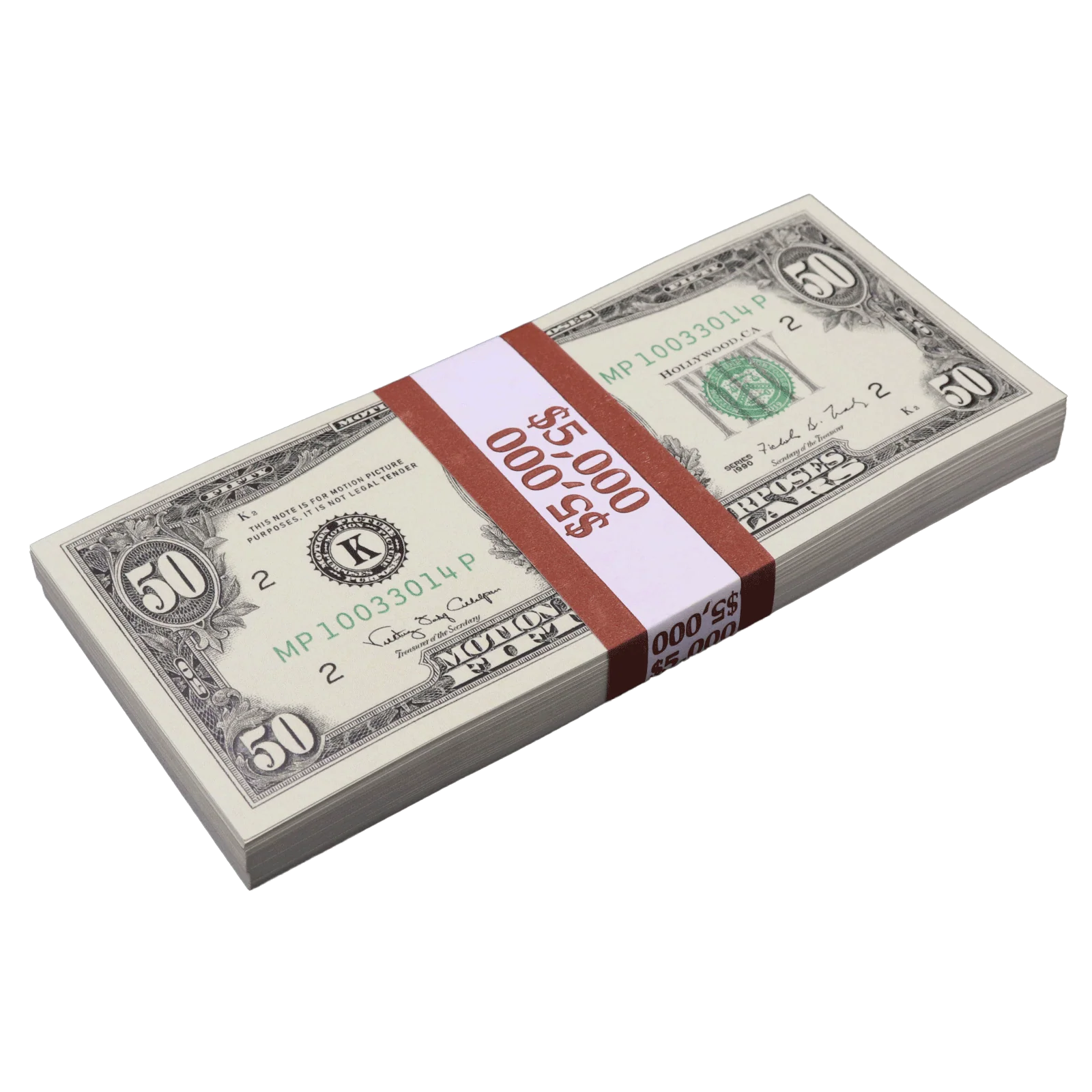 Money Prop - 1990 Series $50 Full Print $5,000 Stack - Image 5