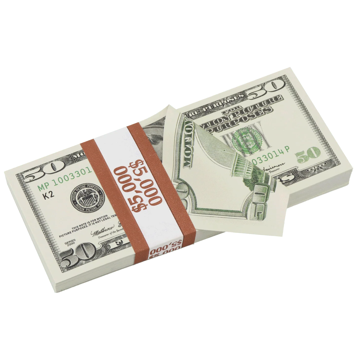 Money Prop - 2000 Series $50 Full Print $5,000 Stack - Image 2