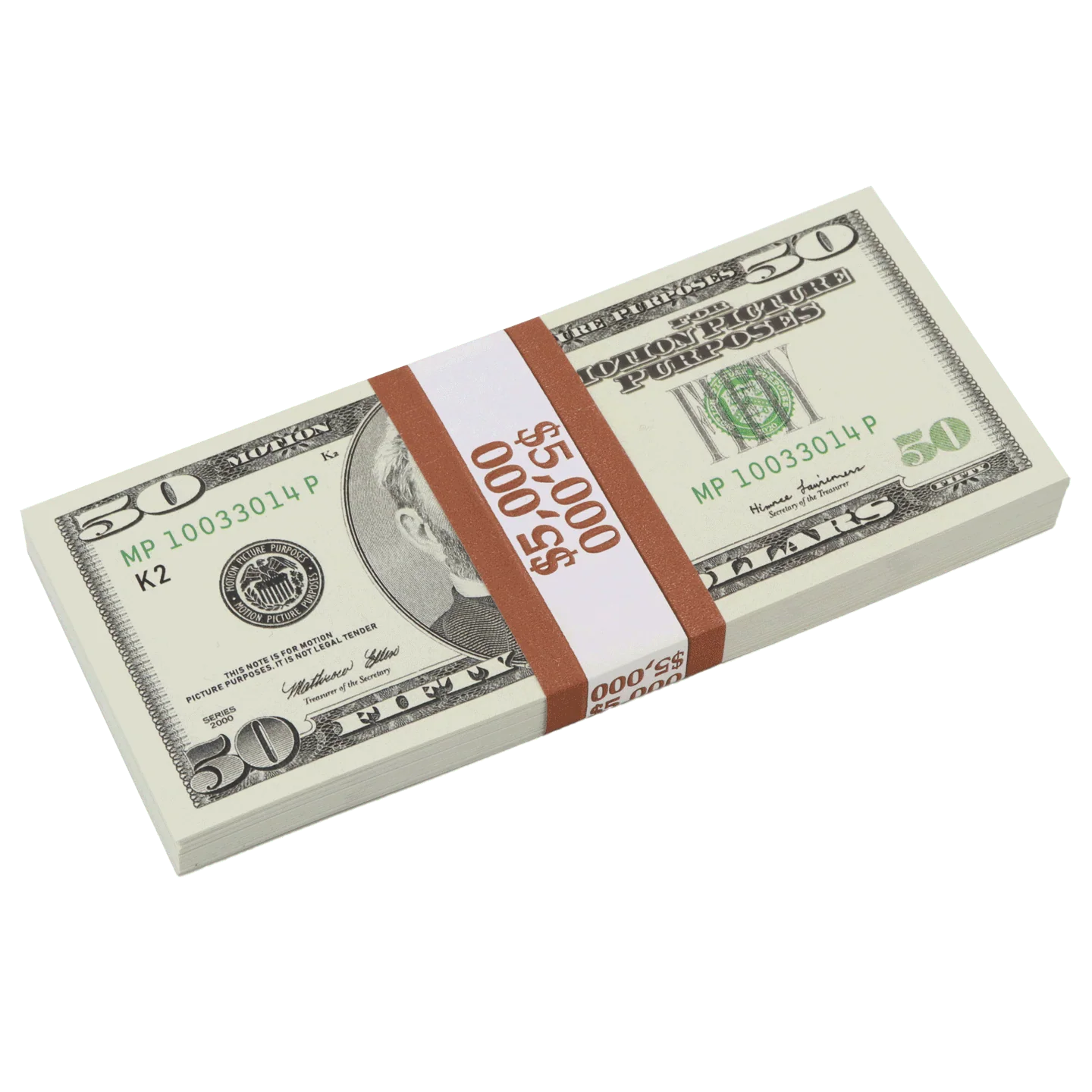 Money Prop - 2000 Series $50 Full Print $5,000 Stack - Image 5