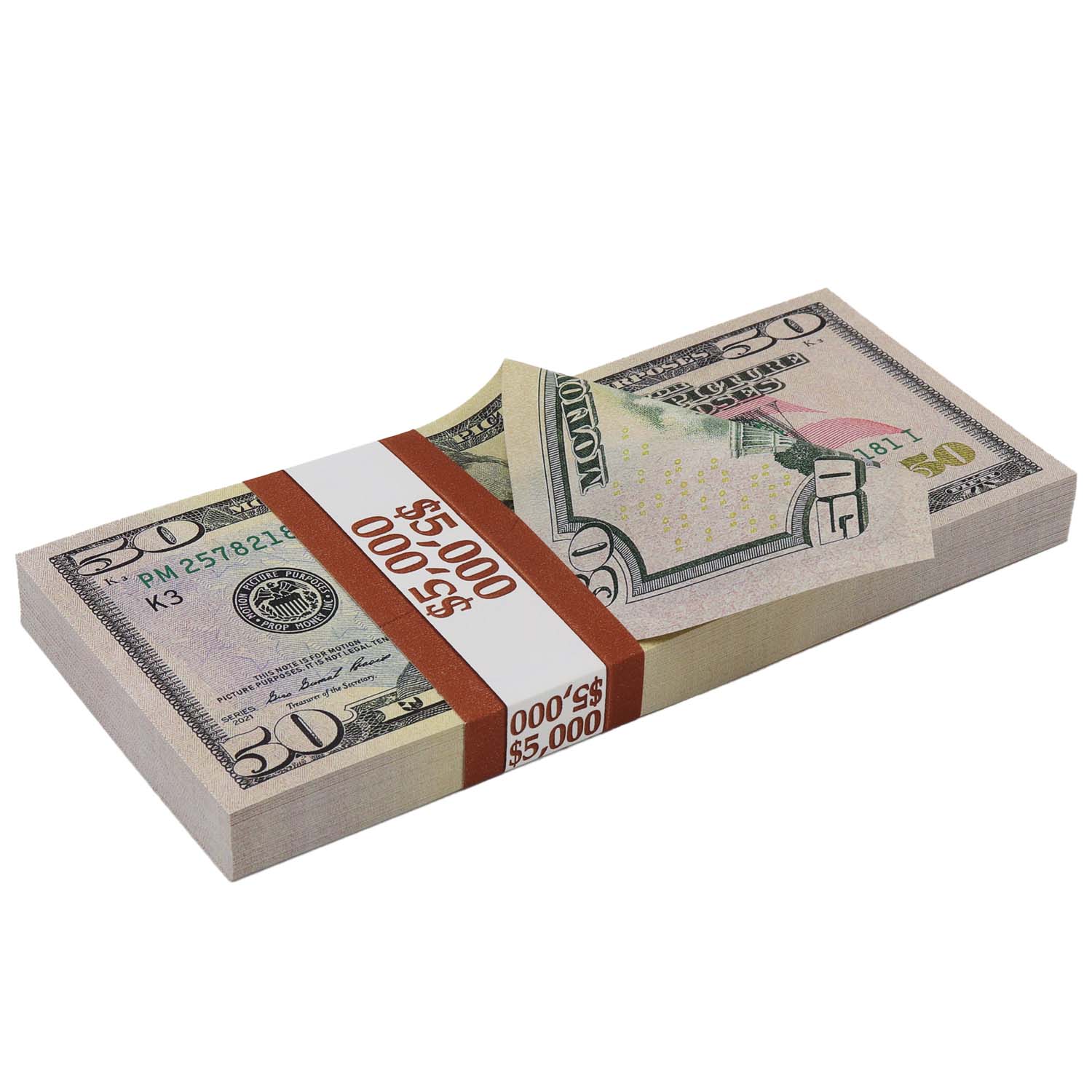 Money Prop - New Series $50 Full Print $5,000 Stack - Image 3