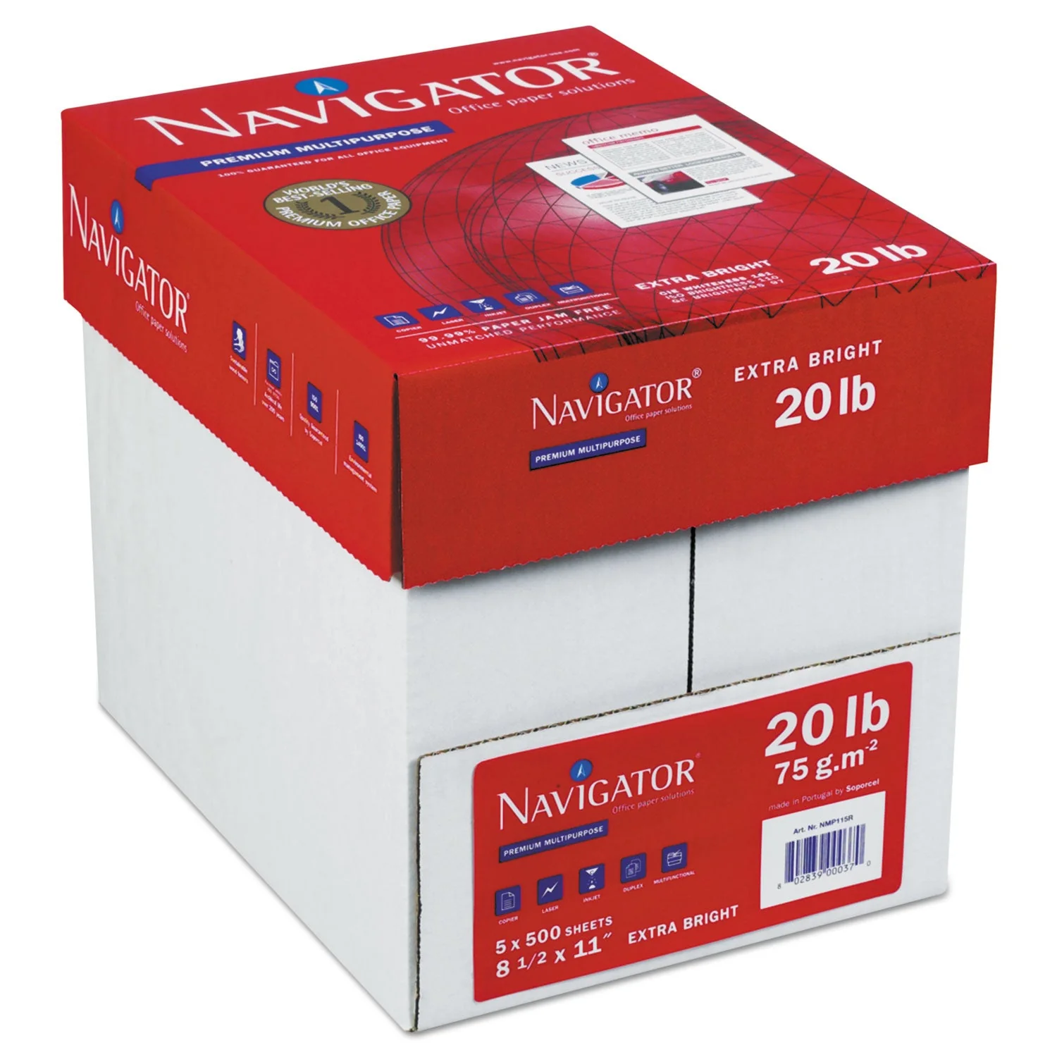 Navigator Premium Multipurpose Copy Paper, 97 Bright, 20lb Bond Weight, 8.5 x 11, White, 500/Ream, 10 Reams/Carton, 40 Cartons/Pallet - Image 3