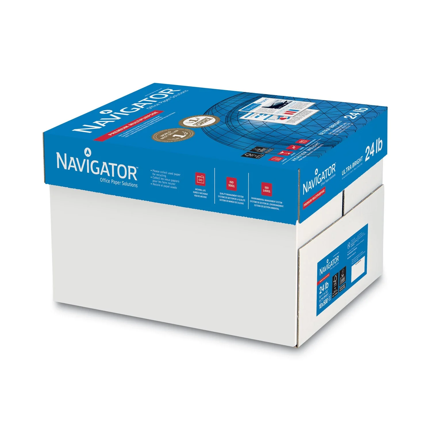 Navigator Premium Multipurpose Copy Paper, 97 Bright, 24 lb Bond Weight, 8.5 x 11, White, 500 Sheets/Ream, 10 Reams/Carton - Image 4