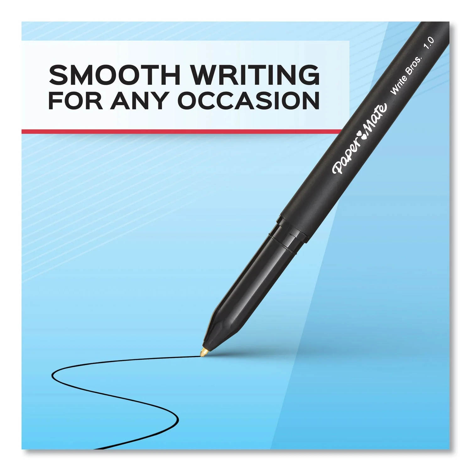 Paper Mate Write Bros. Ballpoint Pen, Stick, Bold 1.2 mm, Blue Ink, Blue Barrel, Dozen - Image 5