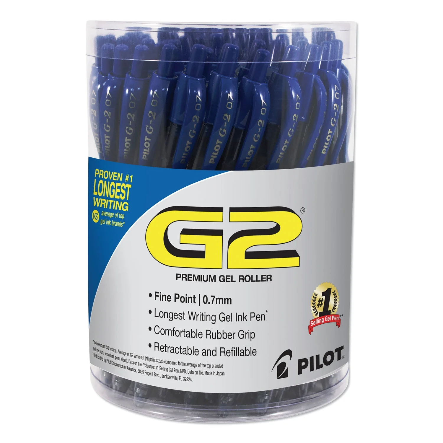 Pilot G2 Premium Gel Pen Convenience Pack, Retractable, Fine 0.7 mm, Blue Ink, Blue Barrel, 36/Pack - Image 2
