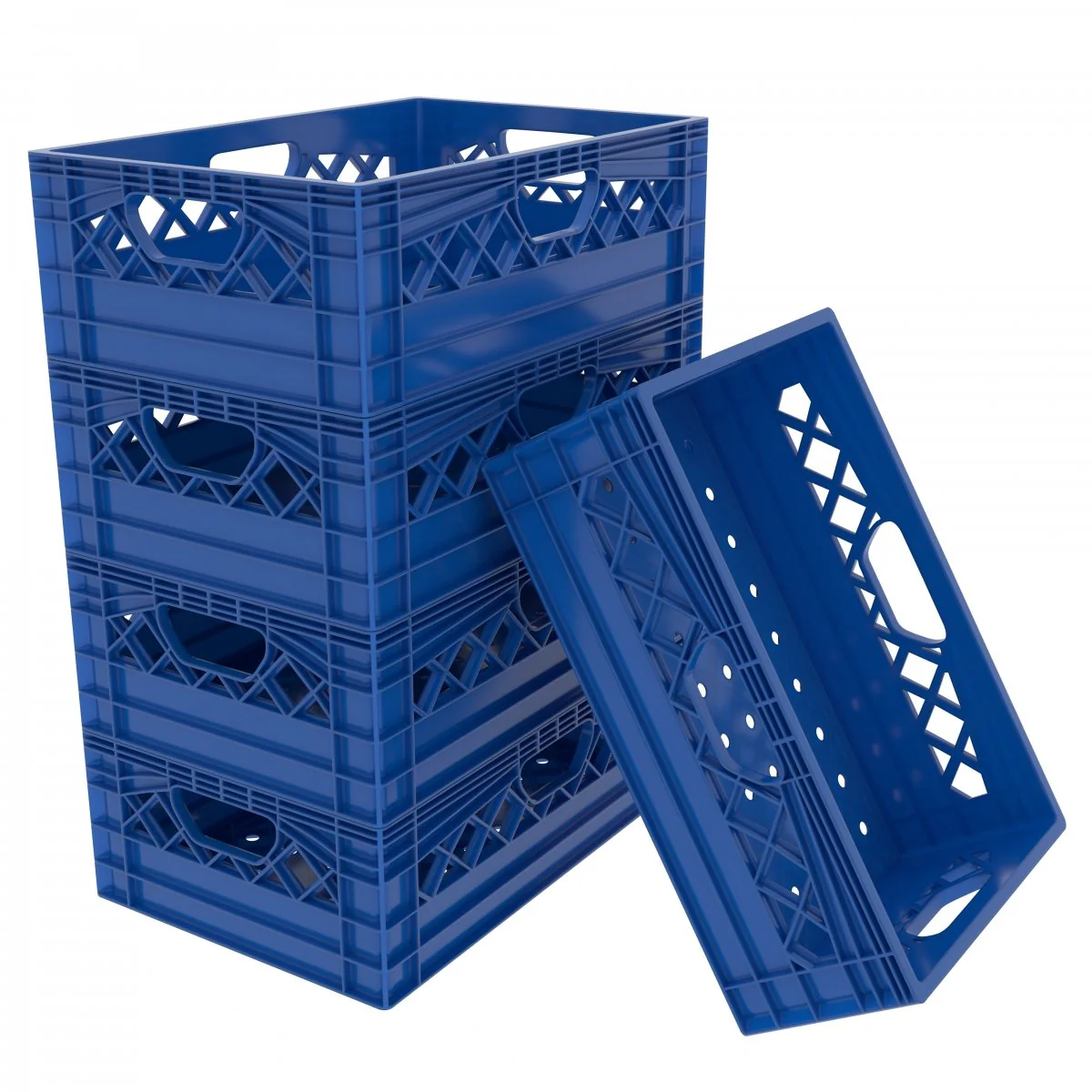 Plastic Grip Storage Rectangle 12 Quart Half Milk Crate (Black, Blue, Green, Grey, Red) - Image 3