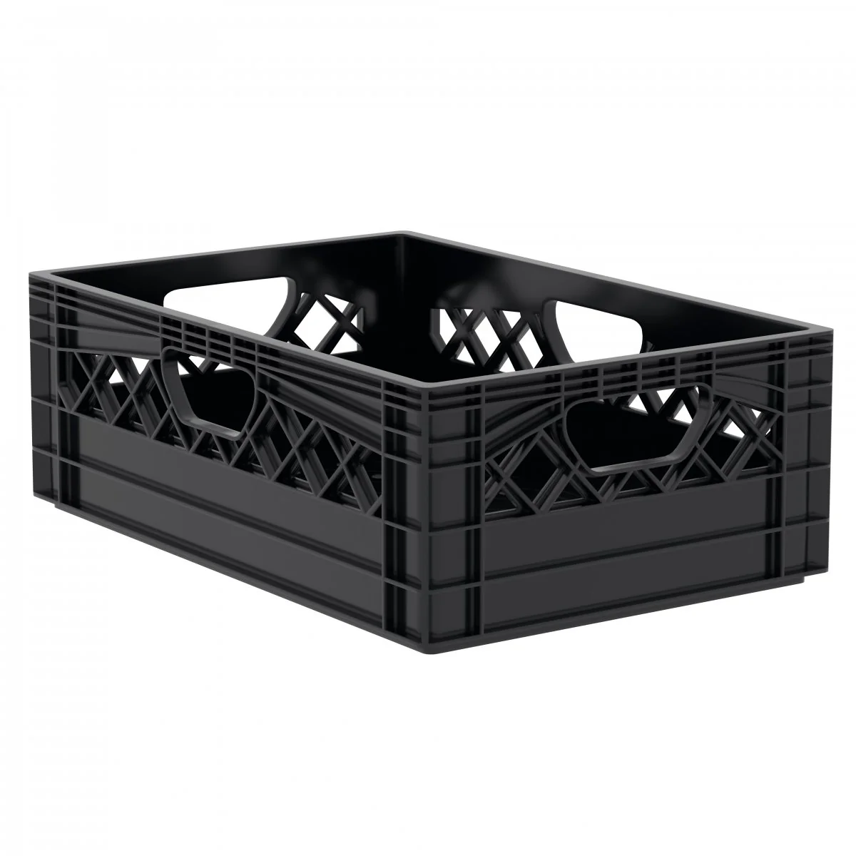 Plastic Grip Storage Rectangle 12 Quart Half Milk Crate (Black, Blue, Green, Grey, Red) - Image 6