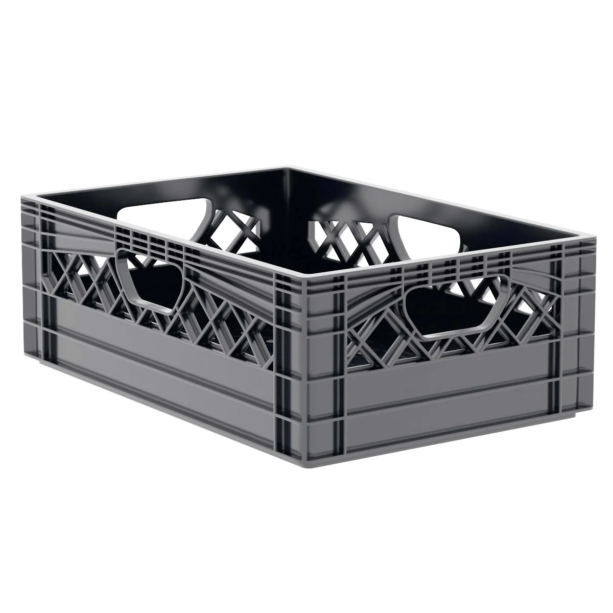 Plastic Grip Storage Rectangle 12 Quart Half Milk Crate (Black, Blue, Green, Grey, Red) - Image 9