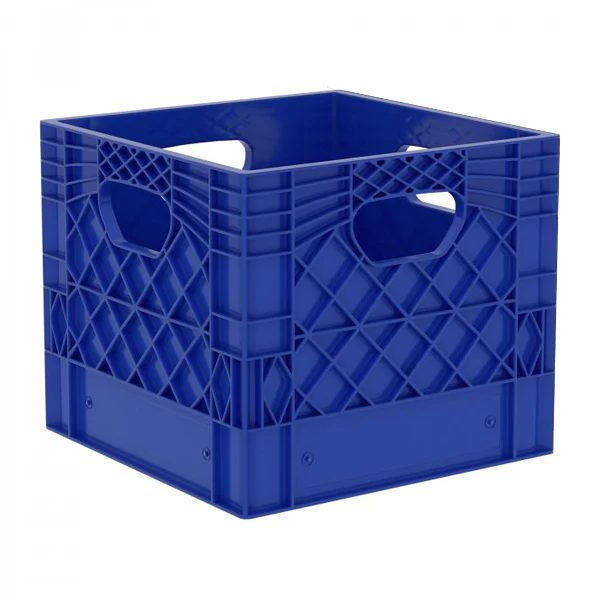 Plastic Grip Storage Square 16 Quart Closed Wall Milk Crate (Black, Blue) - Image 3