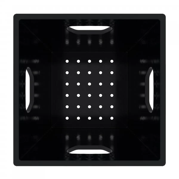 Plastic Grip Storage Square 16 Quart Closed Wall Milk Crate (Black, Blue) - Image 5
