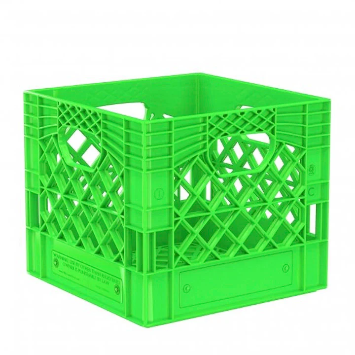 Plastic Grip Storage Square 16 Quart Milk Crate (Black, Blue, Brown, Grey, Green, Lime, Orange, Pink, Red, White, Yellow, Ultra Violet) - Image 13