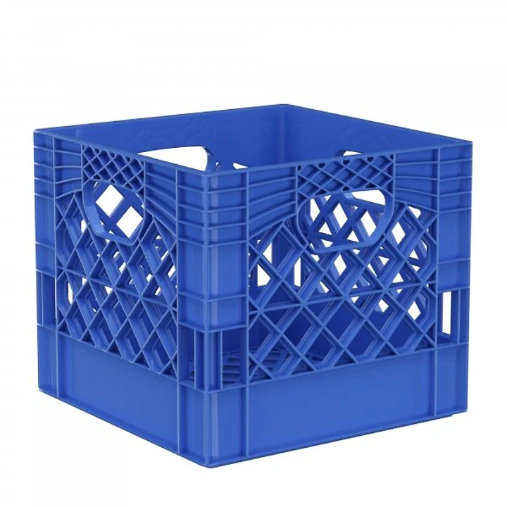 Plastic Grip Storage Square 16 Quart Milk Crate (Black, Blue, Brown, Grey, Green, Lime, Orange, Pink, Red, White, Yellow, Ultra Violet) - Image 3