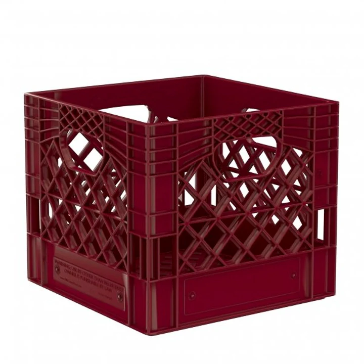Plastic Grip Storage Square 16 Quart Milk Crate (Black, Blue, Brown, Grey, Green, Lime, Orange, Pink, Red, White, Yellow, Ultra Violet) - Image 4