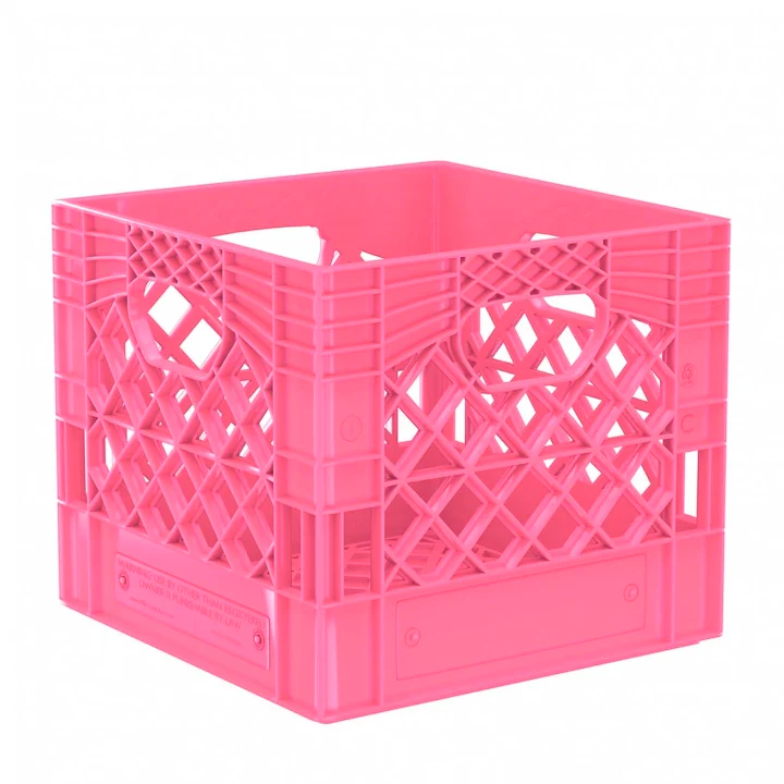 Plastic Grip Storage Square 16 Quart Milk Crate (Black, Blue, Brown, Grey, Green, Lime, Orange, Pink, Red, White, Yellow, Ultra Violet) - Image 7