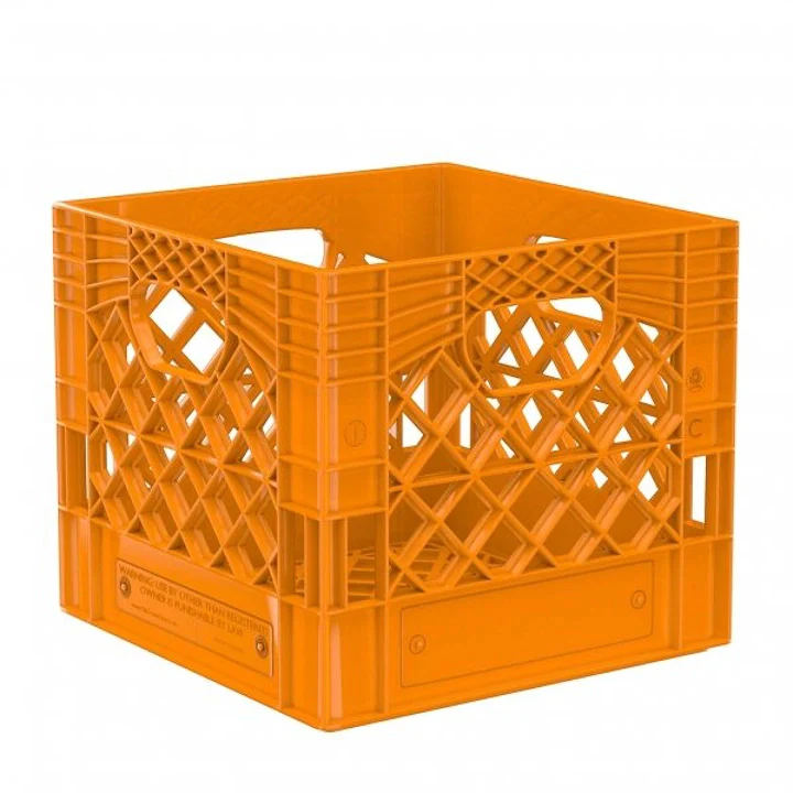 Plastic Grip Storage Square 16 Quart Milk Crate (Black, Blue, Brown, Grey, Green, Lime, Orange, Pink, Red, White, Yellow, Ultra Violet) - Image 8