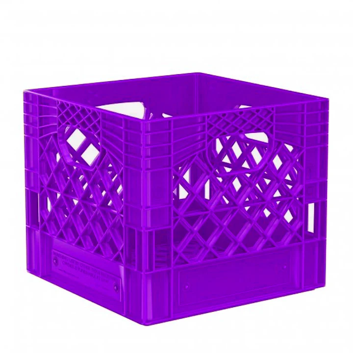 Plastic Grip Storage Square 16 Quart Milk Crate (Black, Blue, Brown, Grey, Green, Lime, Orange, Pink, Red, White, Yellow, Ultra Violet) - Image 9