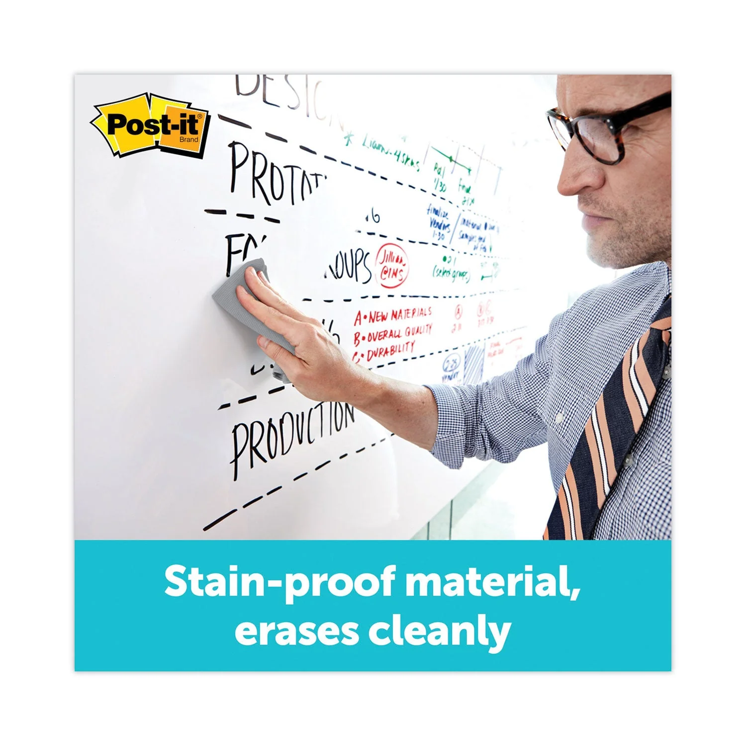 3M Post-it Dry Erase Surface, 50 ft x 4 ft, White - Image 5