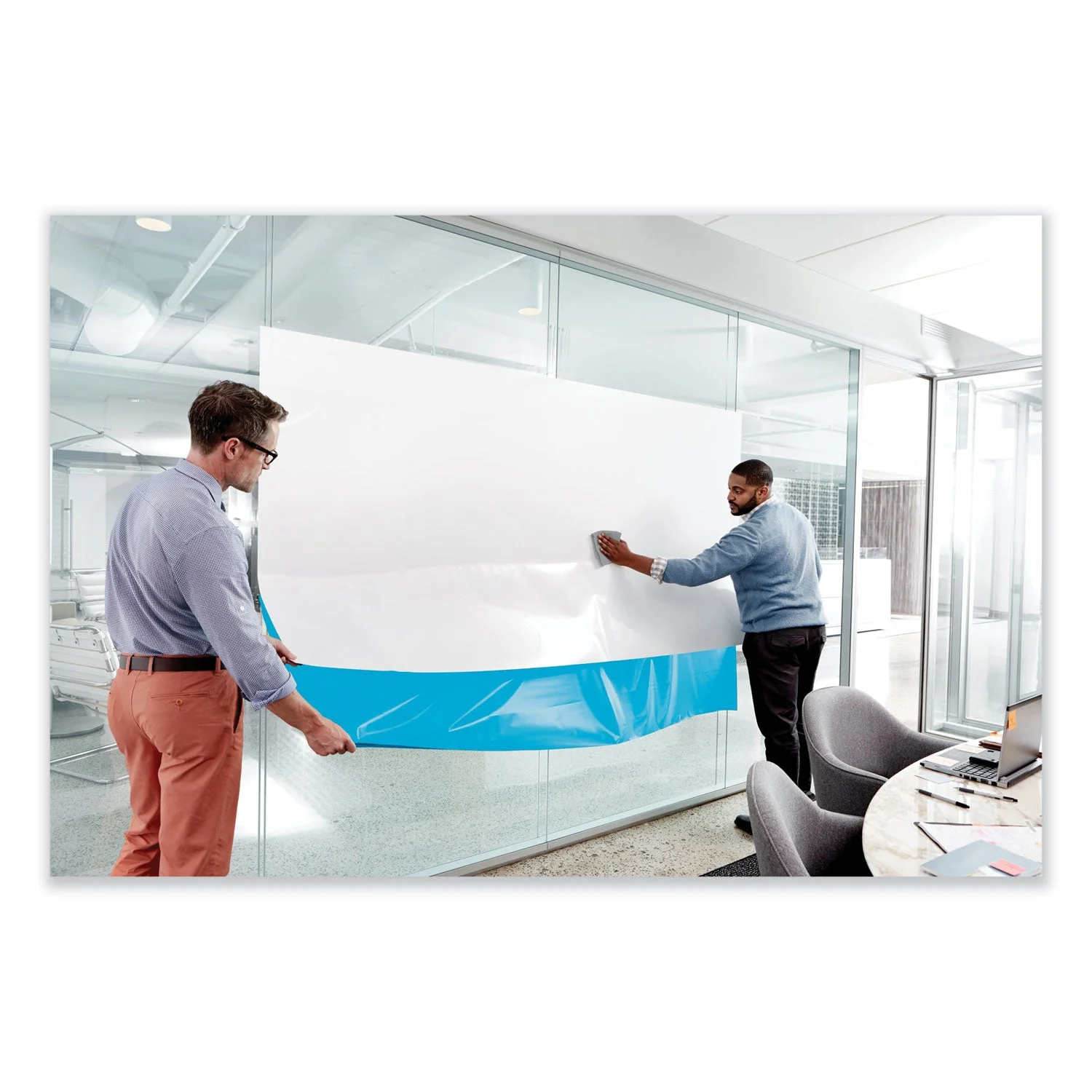 3M Post-it Dry Erase Surface with Adhesive Backing, 72" x 48", White - Image 5