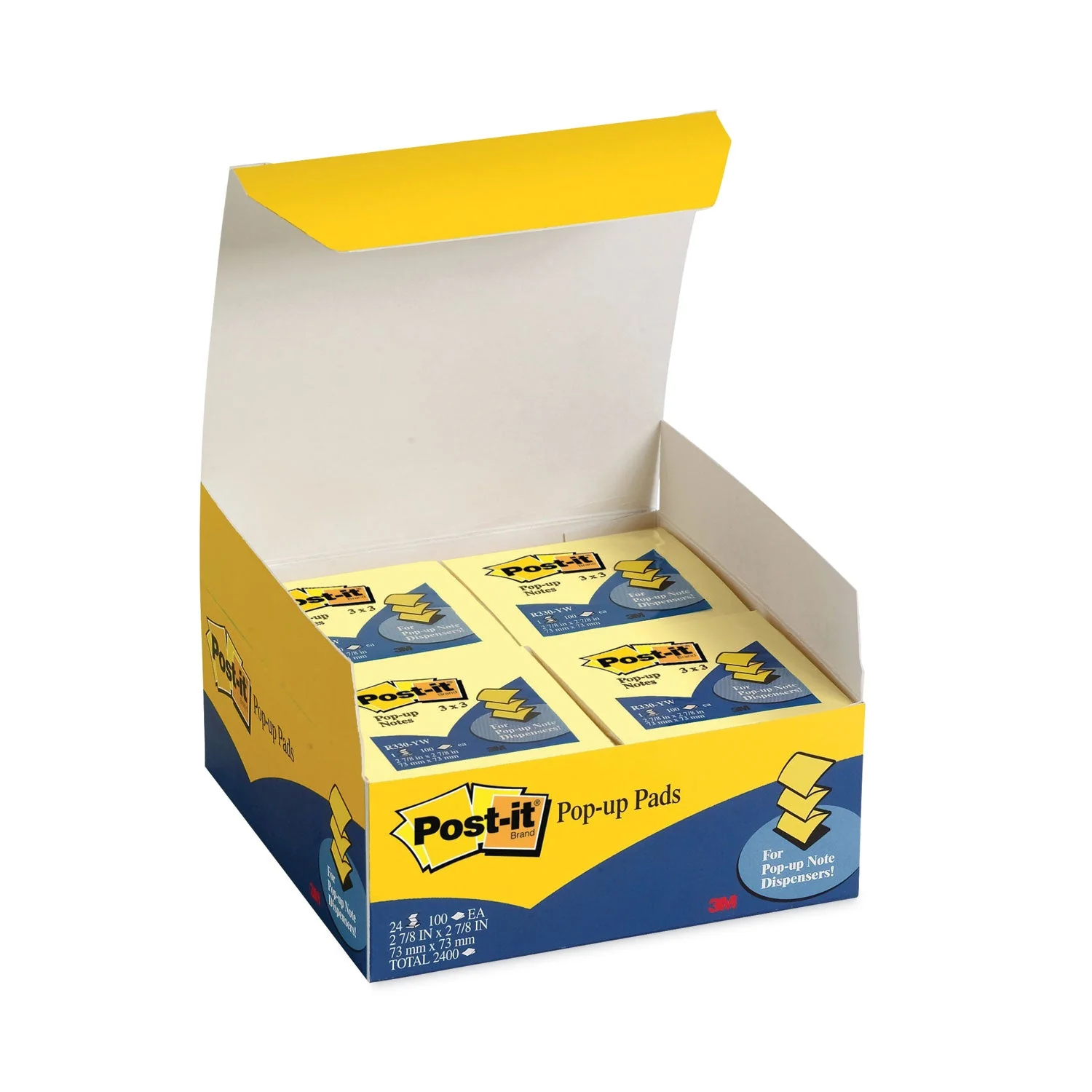 3M Post-it Original Canary Yellow Pop-up Refill Value Pack, 3" x 3", Canary Yellow, 100 Sheets/Pad, 24 Pads/Pack - Image 2