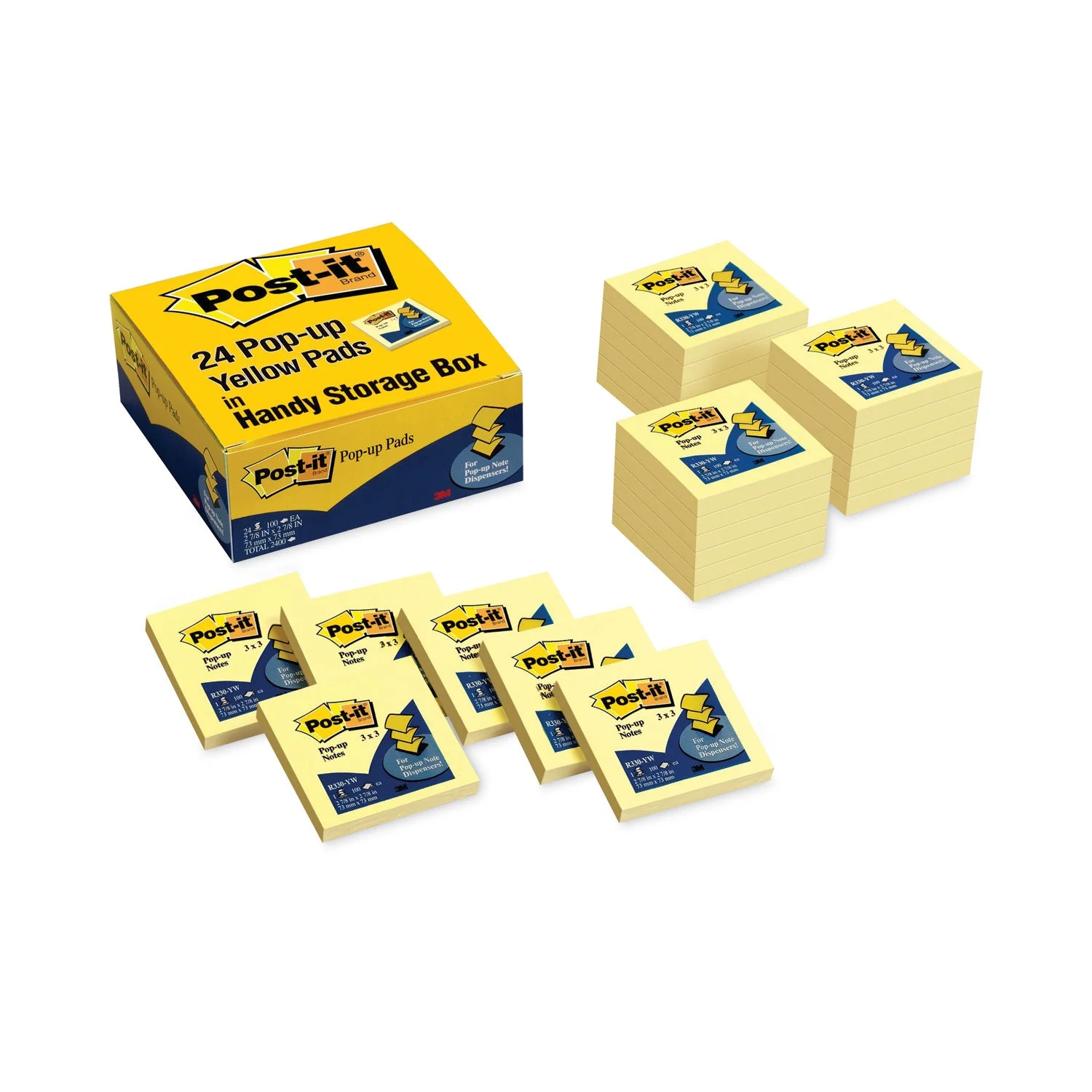 3M Post-it Original Canary Yellow Pop-up Refill Value Pack, 3" x 3", Canary Yellow, 100 Sheets/Pad, 24 Pads/Pack - Image 3