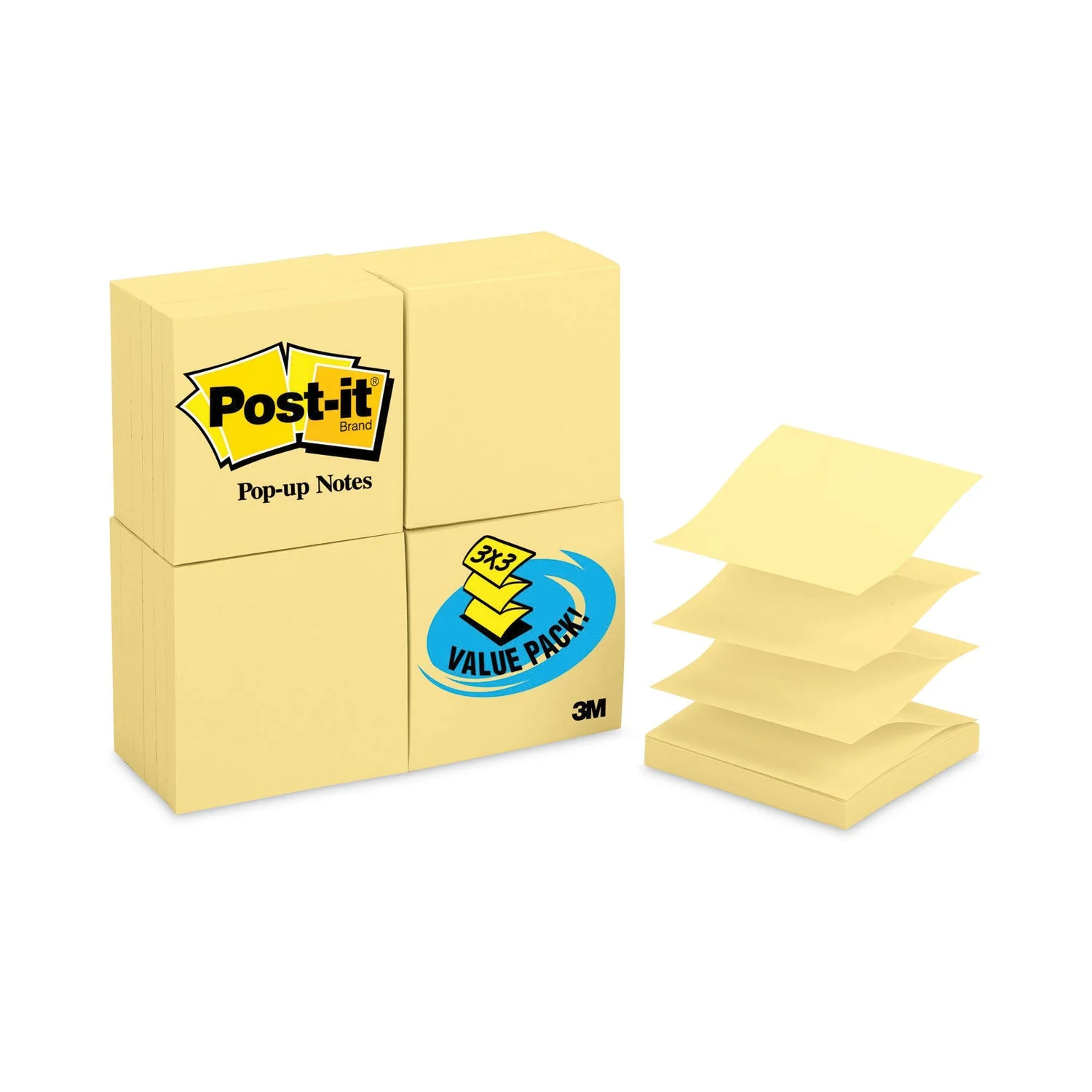 3M Post-it Original Canary Yellow Pop-up Refill Value Pack, 3" x 3", Canary Yellow, 100 Sheets/Pad, 24 Pads/Pack - Image 4