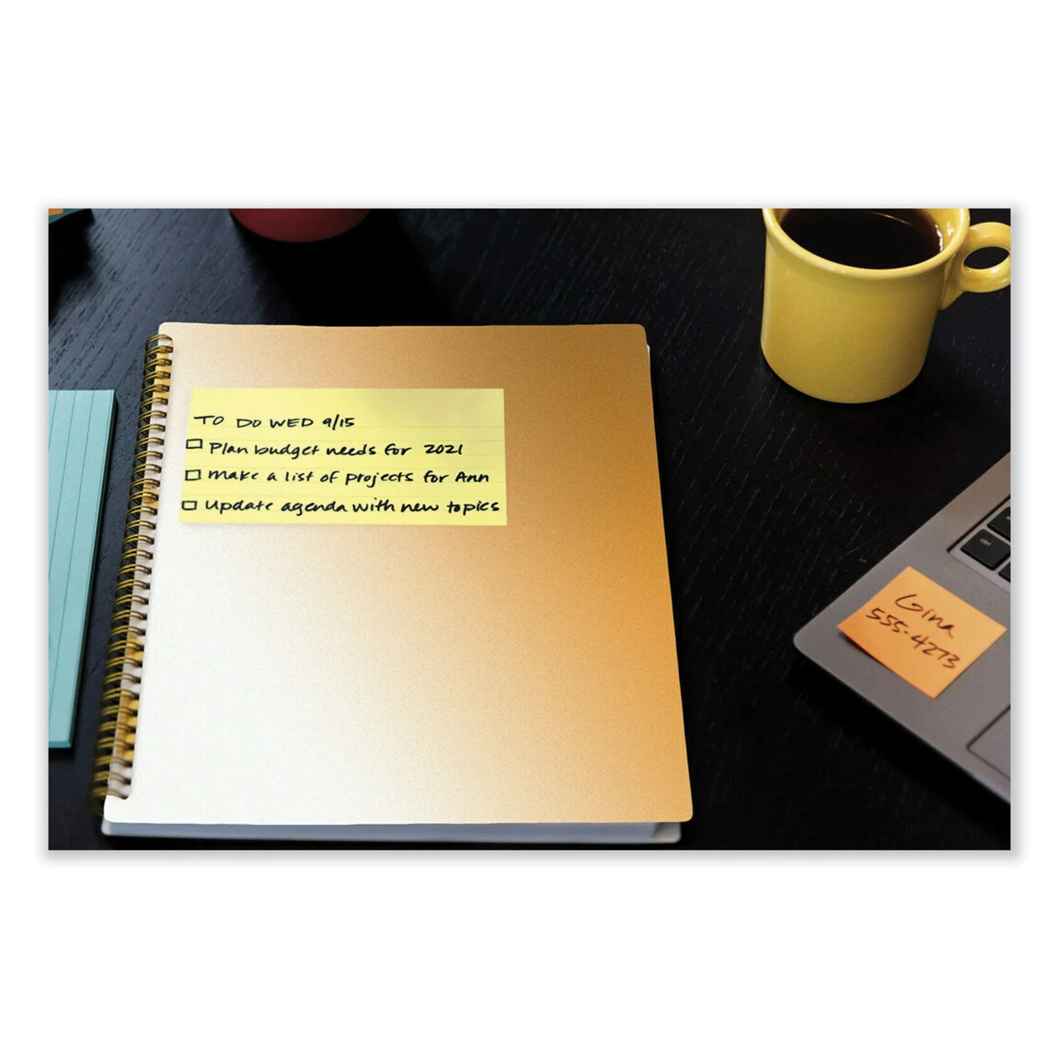 3M Post-it Original Pads in Canary Yellow, 3" x 5", 100 Sheets/Pad, 12 Pads/Pack - Image 3