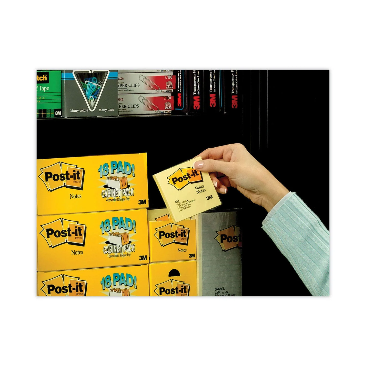 3M Post-it Original Pads in Canary Yellow, Cabinet Pack, 3" x 3", 90 Sheets/Pad, 18 Pads/Pack - Image 3