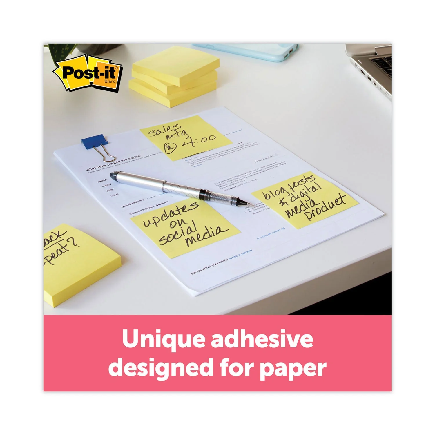 3M Post-it Original Pads in Canary Yellow, Cabinet Pack, 3" x 3", 90 Sheets/Pad, 18 Pads/Pack - Image 6
