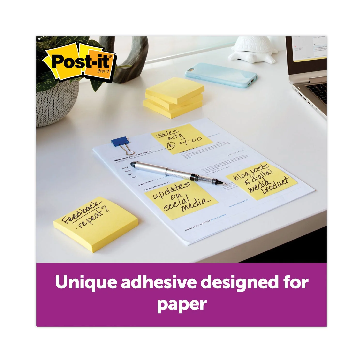 3M Post-it Original Pop-up Notes Value Pack, 3 x 3, (14) Canary Yellow, (4) Poptimistic Collection Colors, 100 Sheets/Pad, 18 Pads/Pack - Image 4