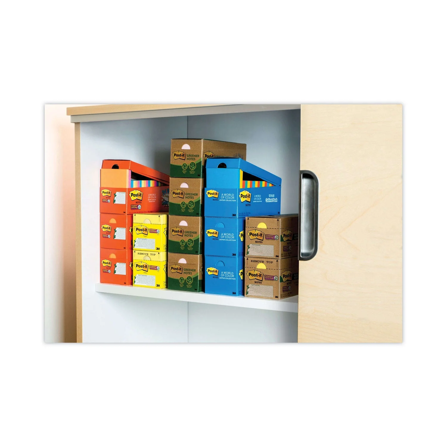 3M Post-it Original Recycled Note Pad Cabinet Pack, 3" x 3", Canary Yellow, 75 Sheets/Pad, 24 Pads/Pack - Image 4