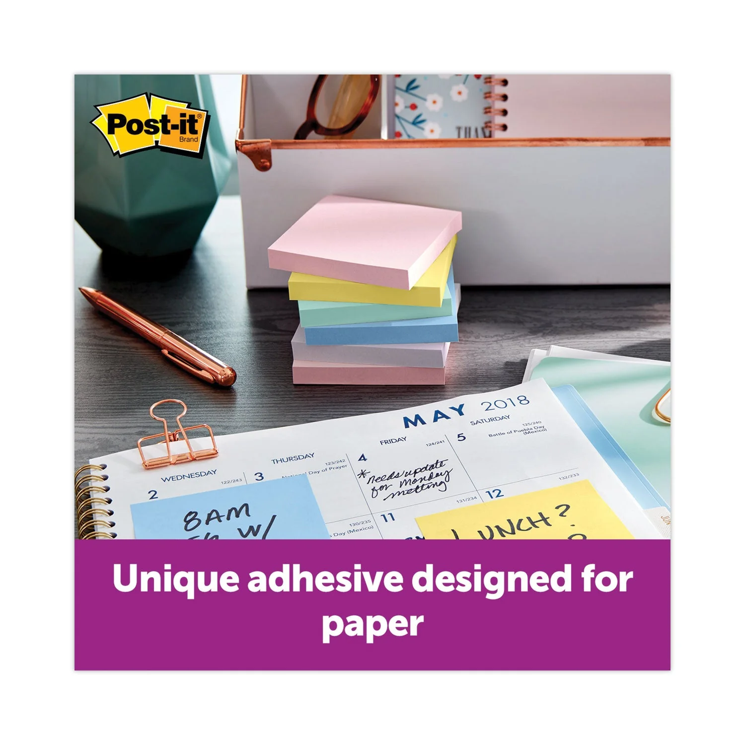 3M Post-it Original Recycled Note Pads, 3" x 3", Sweet Sprinkles Collection Colors, 100 Sheets/Pad, 12 Pads/Pack - Image 6