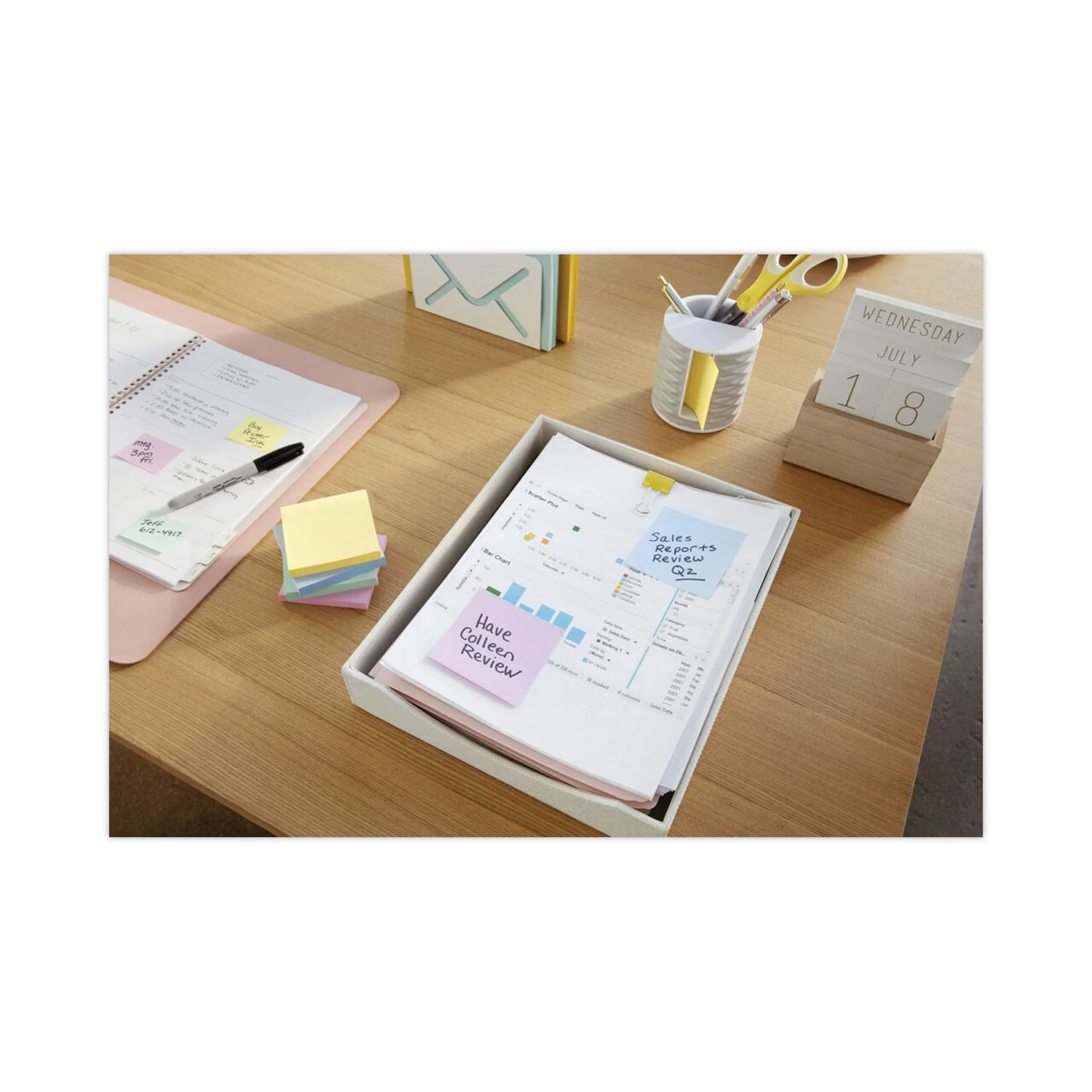3M Post-it Original Recycled Note Pads, 3" x 3", Sweet Sprinkles Collection Colors, 100 Sheets/Pad, 12 Pads/Pack - Image 9