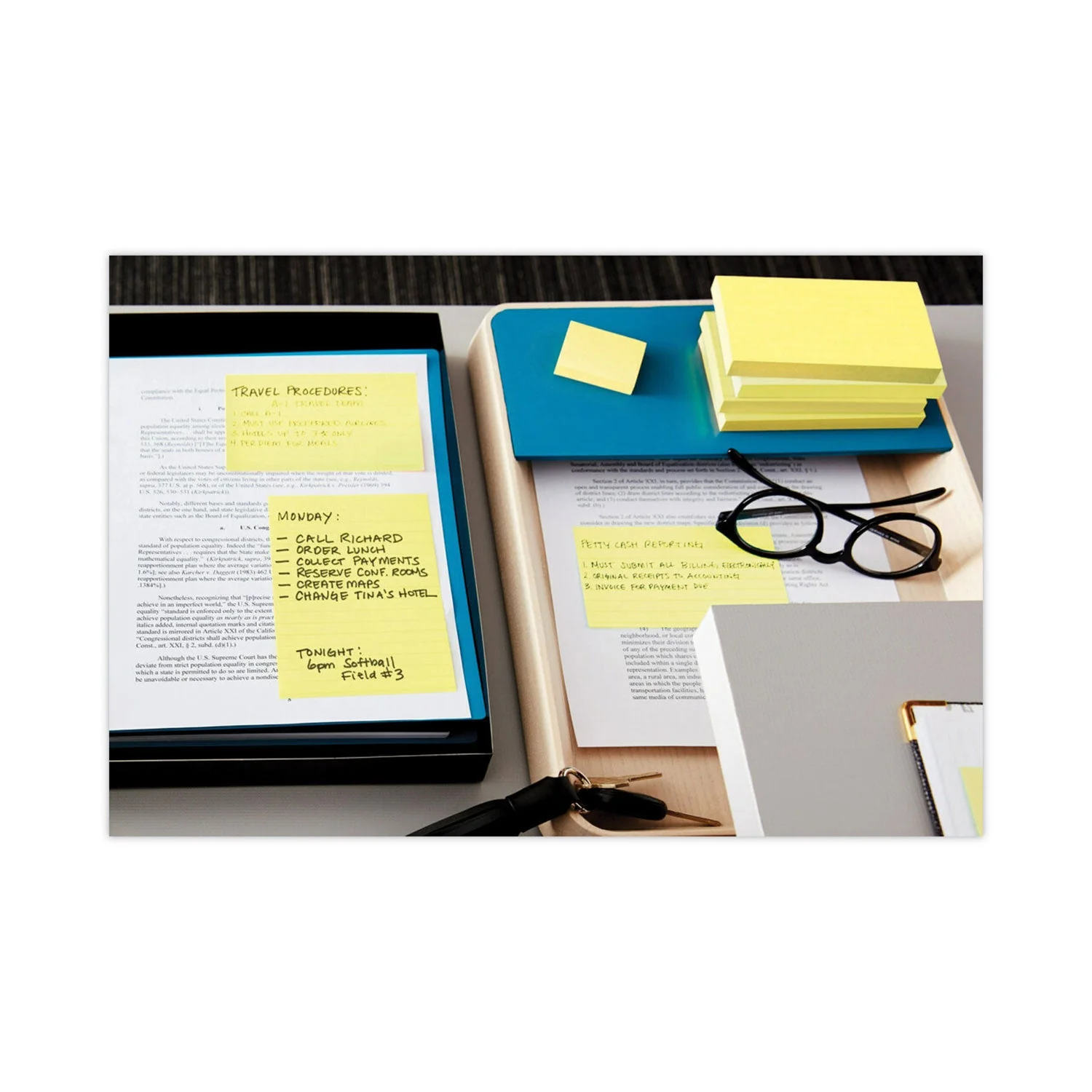 3M Post-it Original Recycled Note Pads, Note Ruled, 4" x 6", Canary Yellow, 100 Sheets/Pad, 12 Pads/Pack - Image 3
