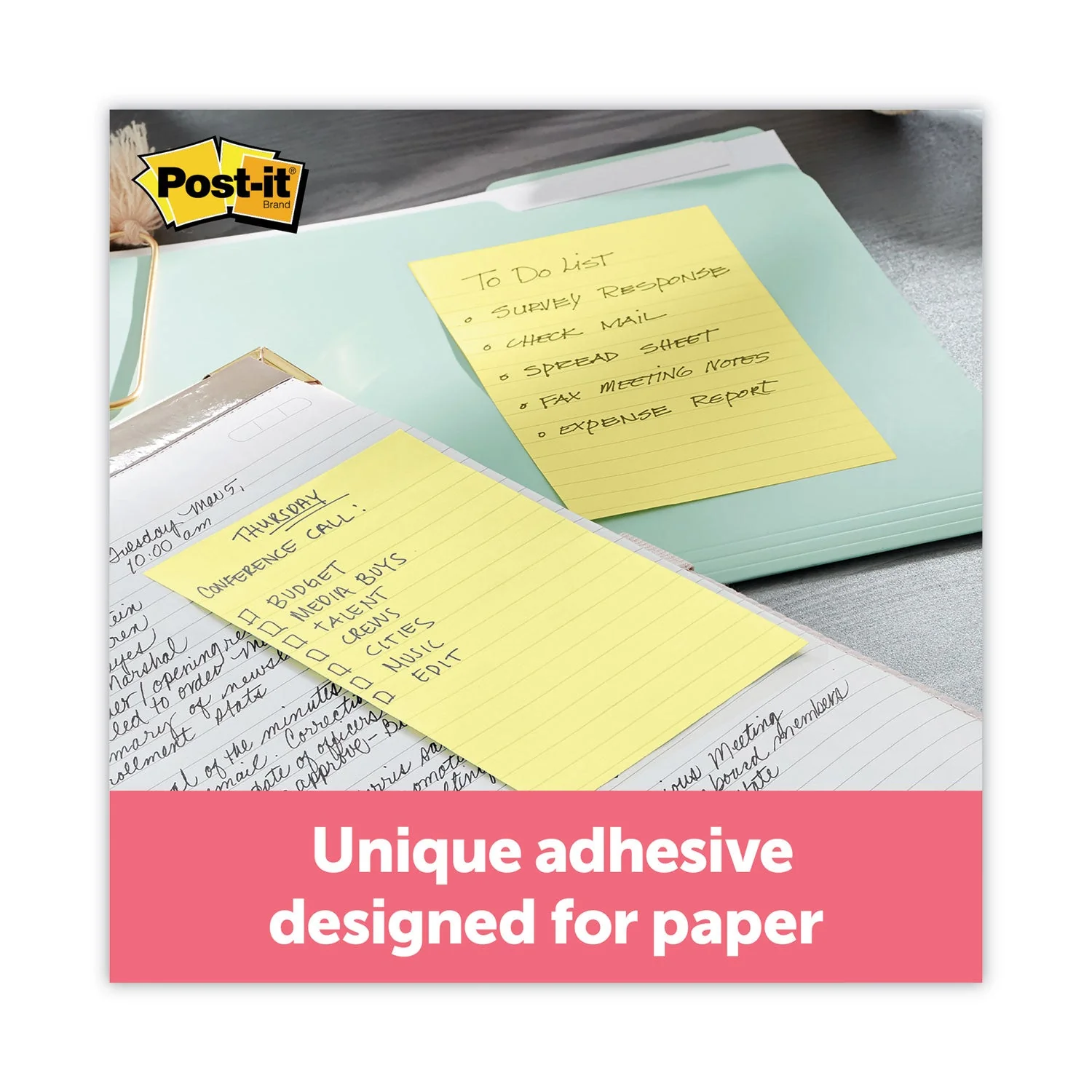 3M Post-it Original Recycled Note Pads, Note Ruled, 4" x 6", Canary Yellow, 100 Sheets/Pad, 12 Pads/Pack - Image 4