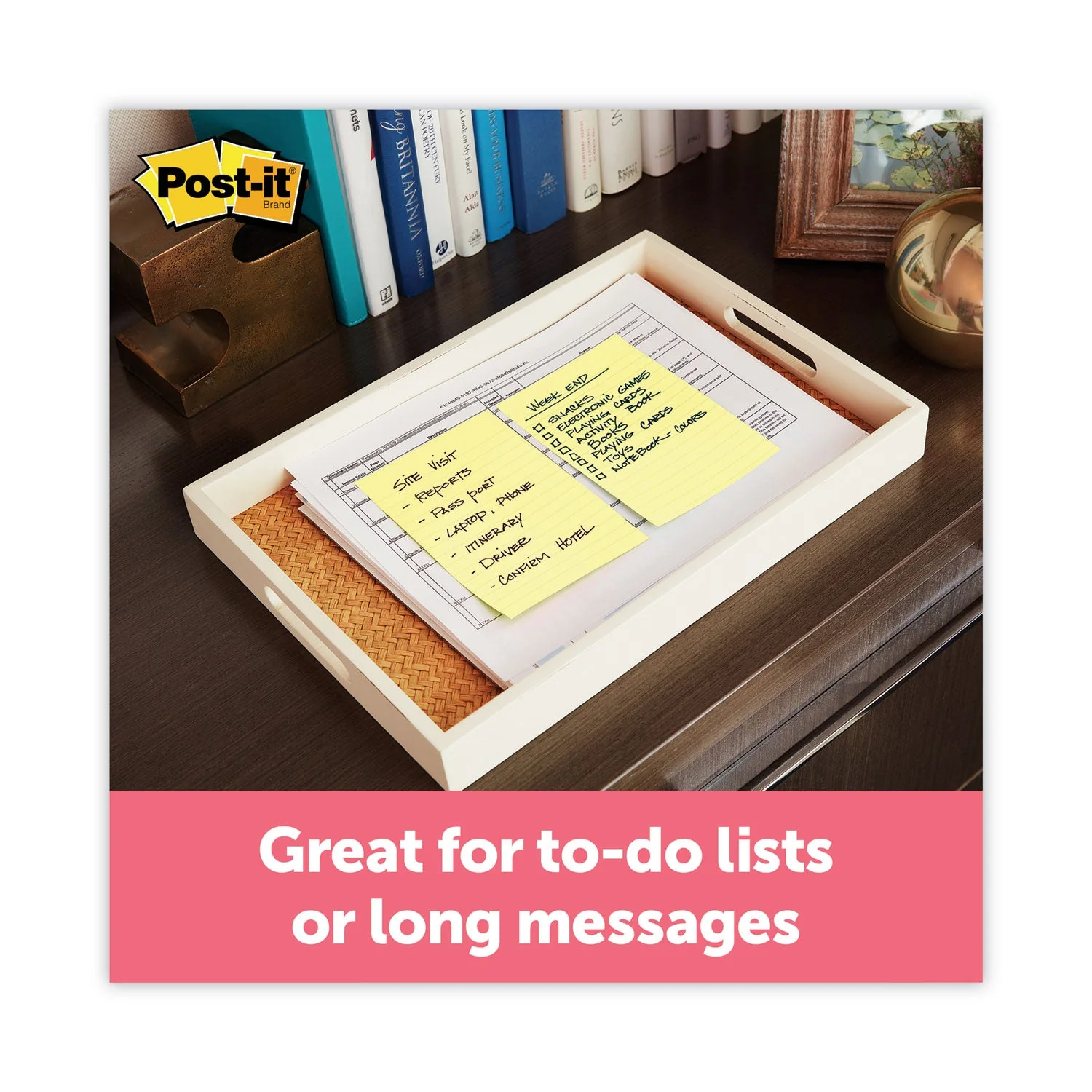 3M Post-it Original Recycled Note Pads, Note Ruled, 4" x 6", Canary Yellow, 100 Sheets/Pad, 12 Pads/Pack - Image 5