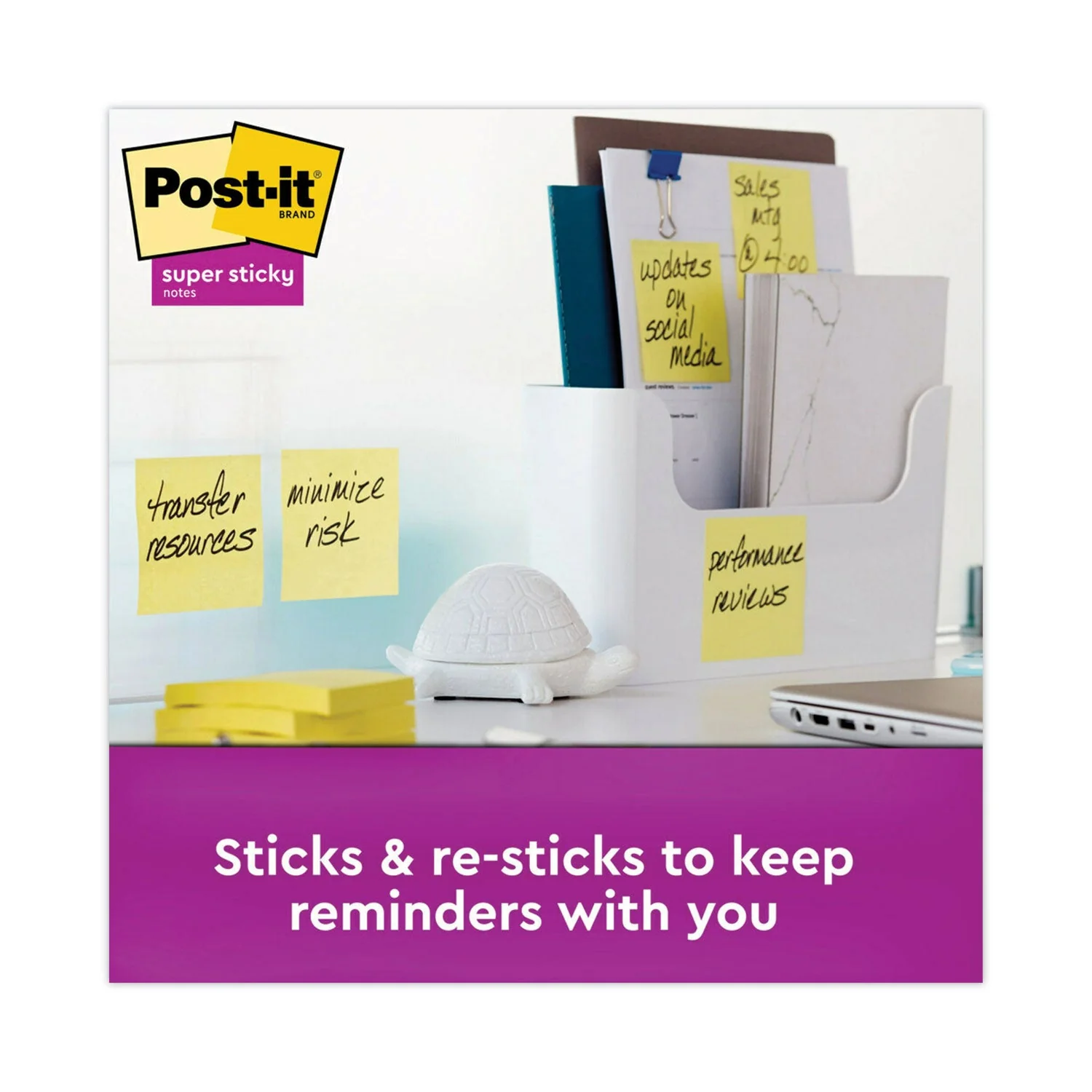 3M Post-it Pads in Canary Yellow, Cabinet Pack, 3" x 3", 90 Sheets/Pad, 24 Pads/Pack - Image 3