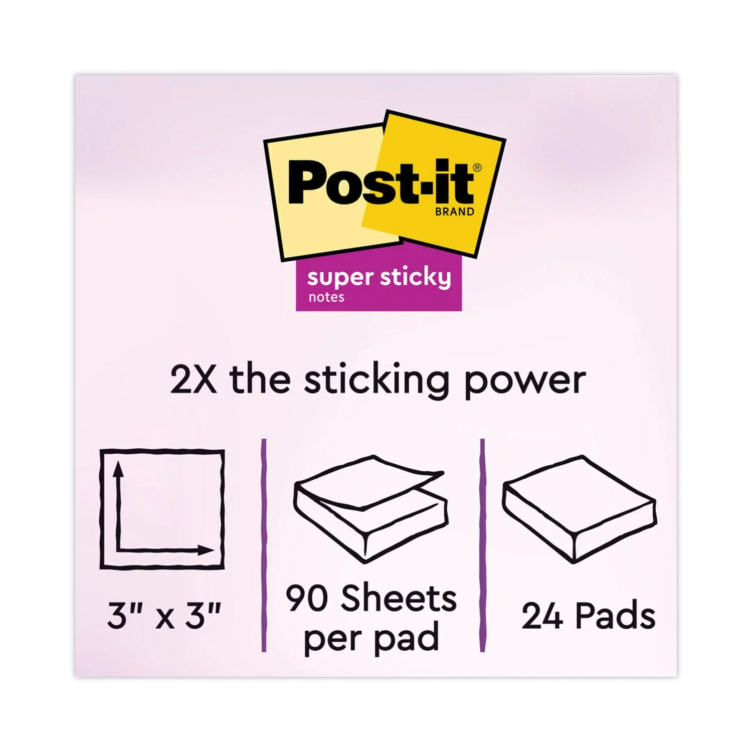 3M Post-it Pads in Canary Yellow, Value Pack, 3" x 3", 90 Sheets/Pad, 24 Pads/Pack - Image 2