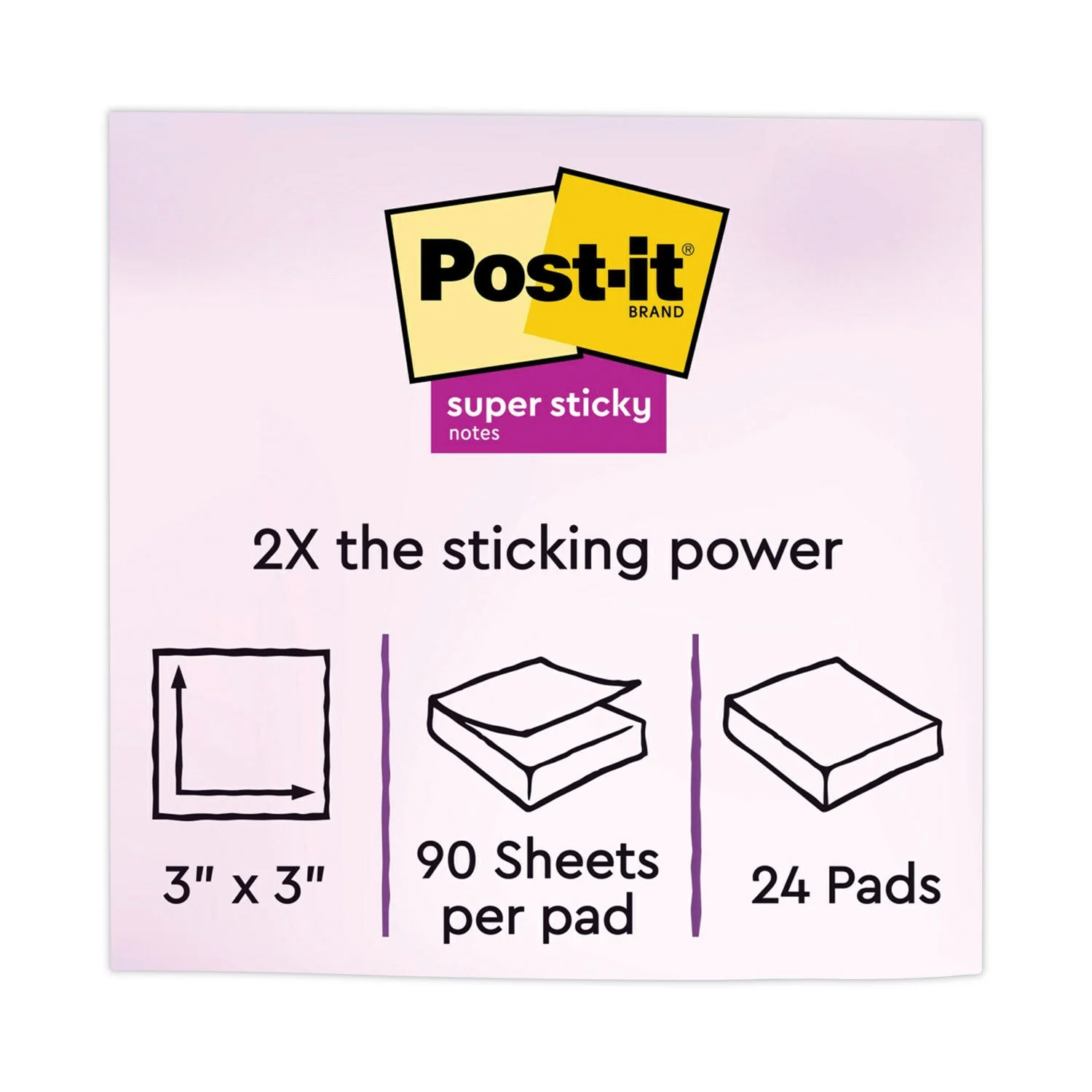 3M Post-it Pads in Energy Boost Collection Colors, 3" x 3", 90 Sheets/Pad, 24 Pads/Pack - Image 2