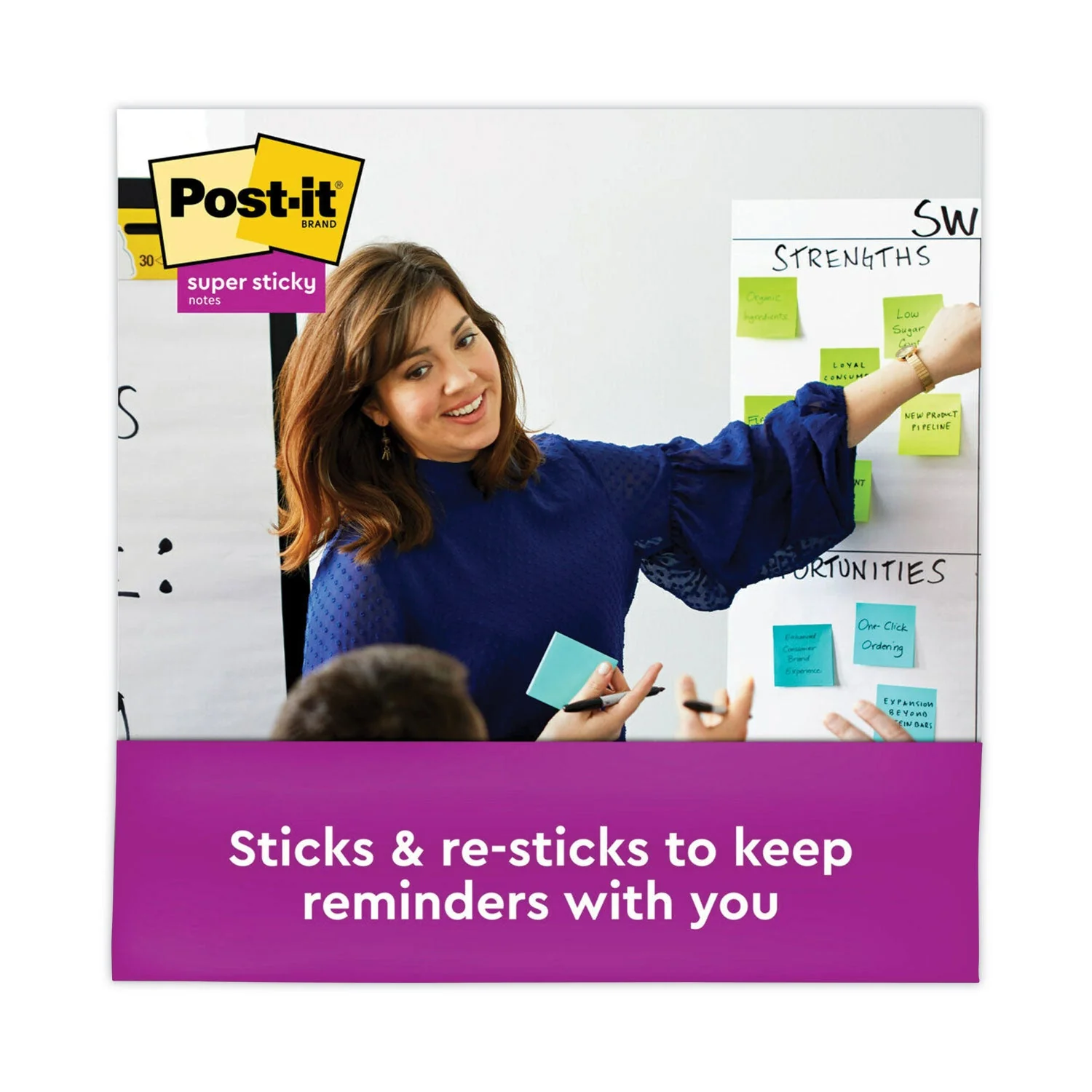 3M Post-it Pads in Energy Boost Collection Colors, Cabinet Pack, 3" x 3", 70 Sheets/Pad, 24 Pads/Pack - Image 3