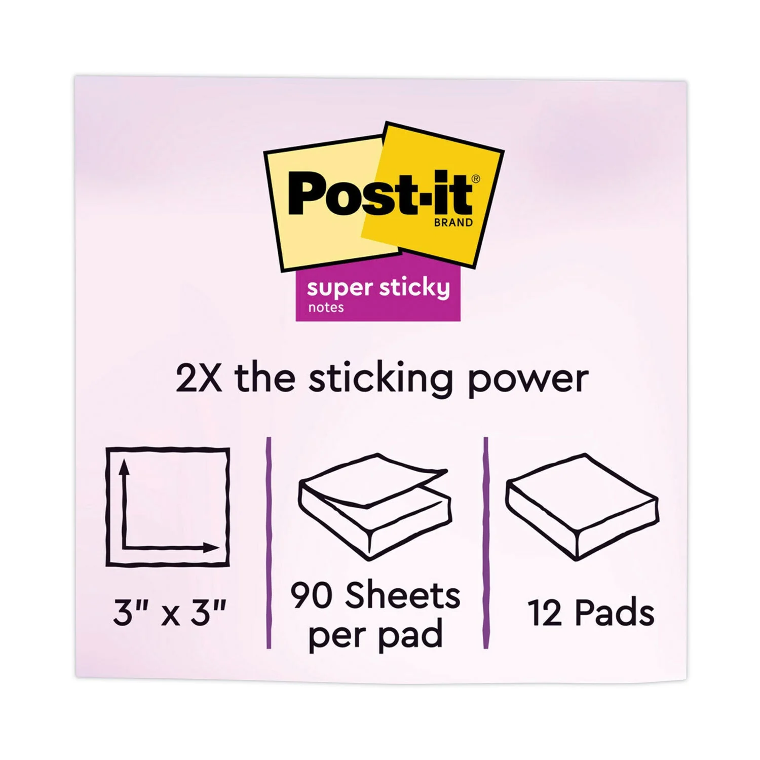 3M Post-it Pads in Supernova Neon Collection Colors, 3" x 3", 90 Sheets/Pad, 12 Pads/Pack - Image 2