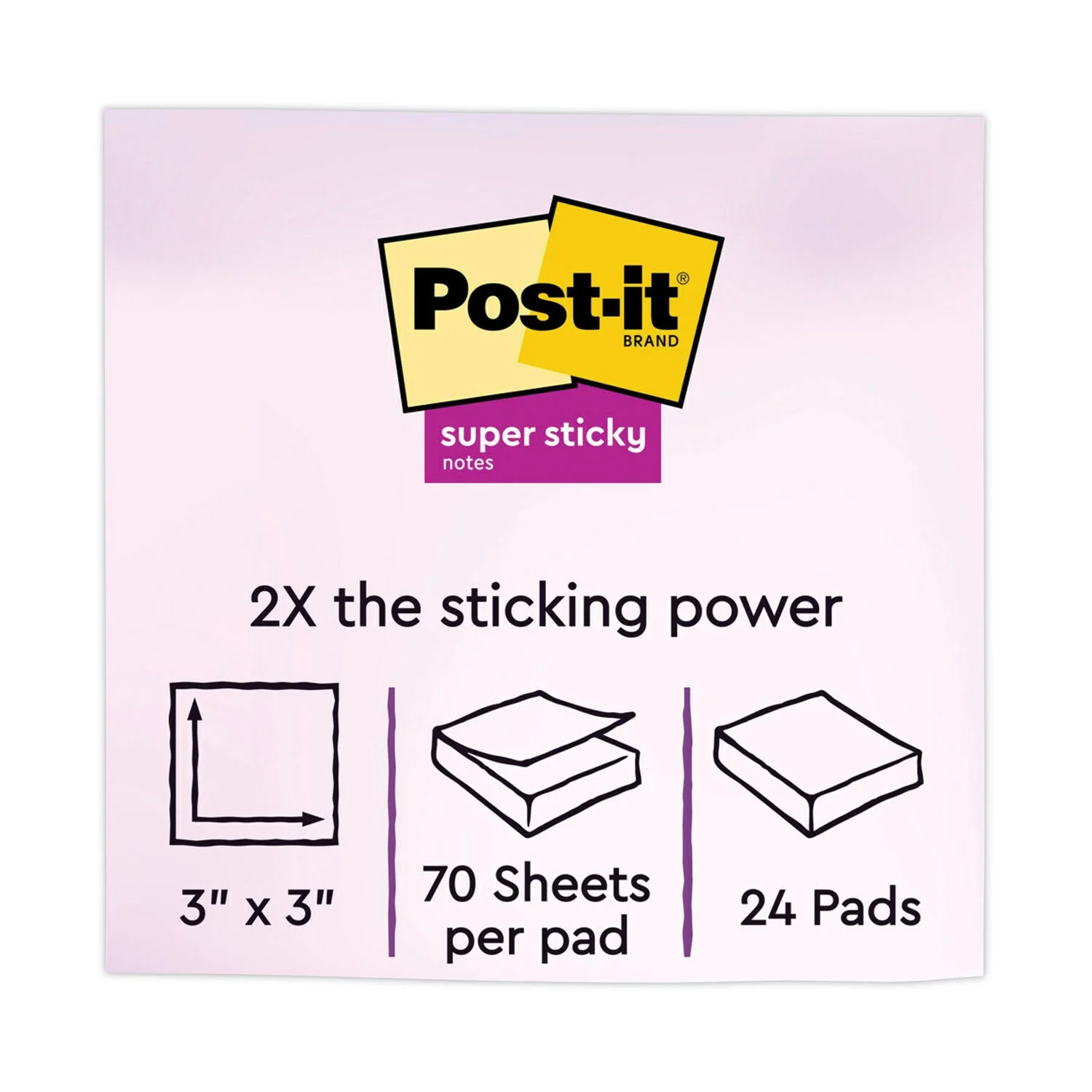 3M Post-it Pads in Supernova Neon Collection Colors, Cabinet Pack, 3" x 3", 70 Sheets/Pad, 24 Pads/Pack - Image 2