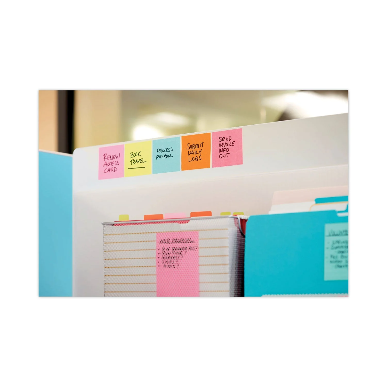 3M Post-it Self-Stick Notes Office Pack, 3" x 3", Supernova Neons Collection Colors, 90 Sheets/Pad, 24 Pads/Pack - Image 11
