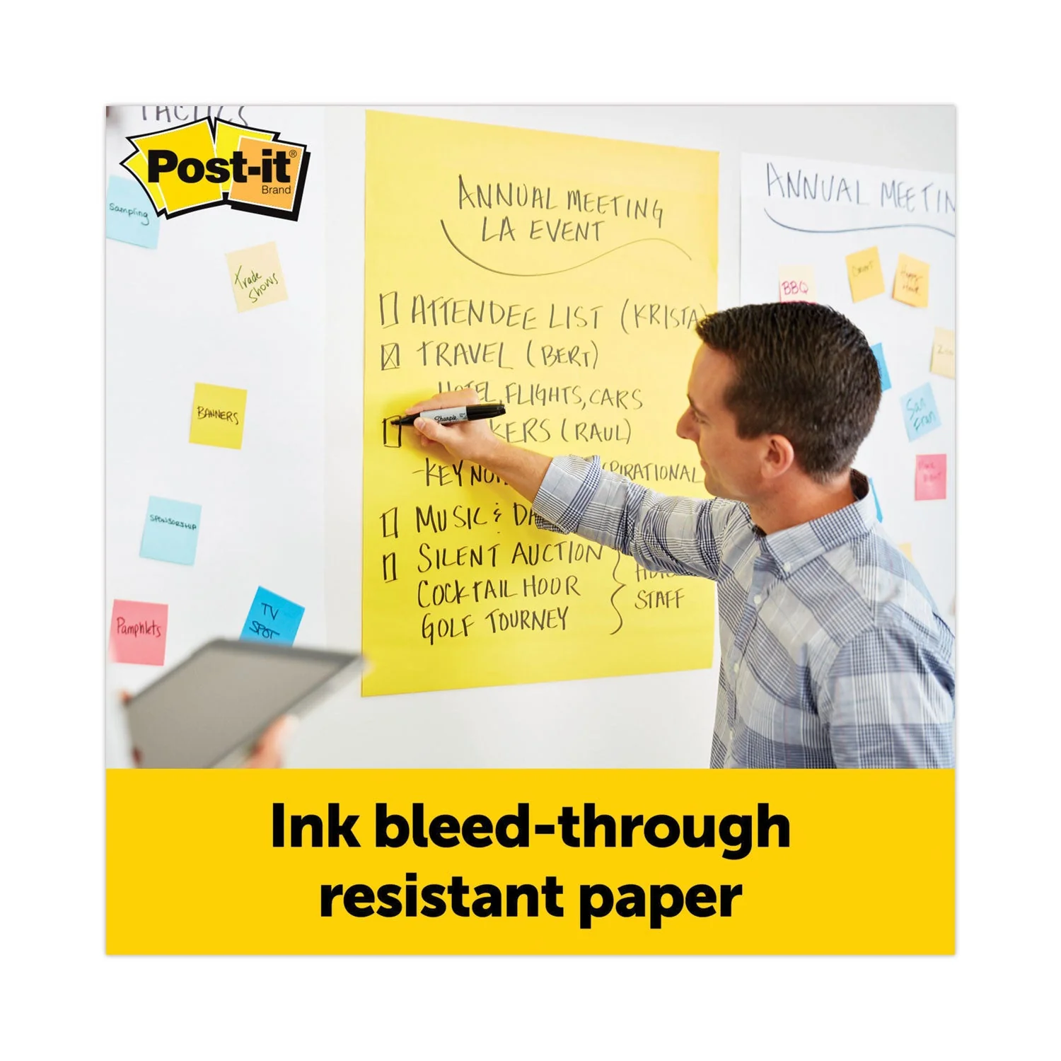 3M Post-it Vertical-Orientation Self-Stick Easel Pad Value Pack, Presentation Format (1.5" Rule), 25 x 30, Yellow, 30 Sheets, 4/Carton - Image 5