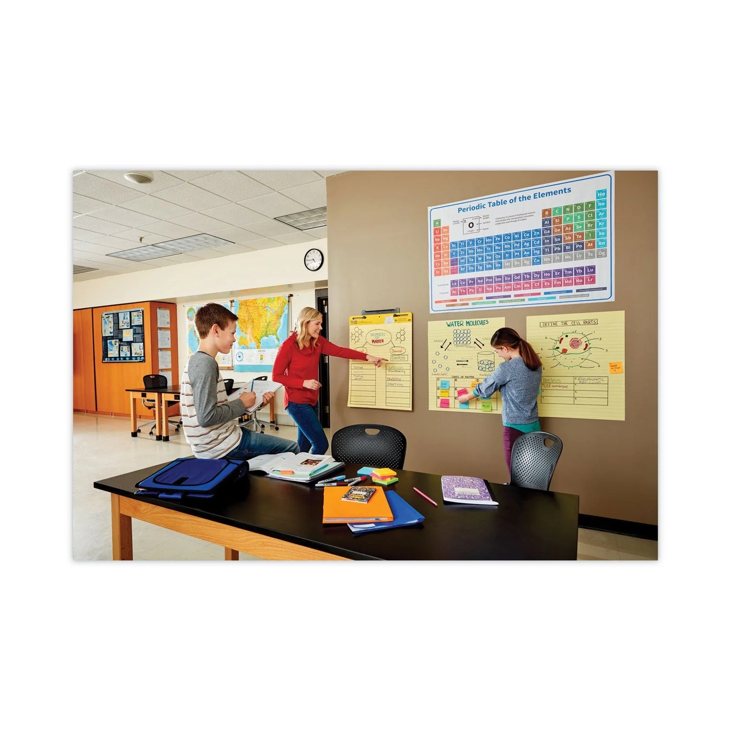 3M Post-it Vertical-Orientation Self-Stick Easel Pad Value Pack, Presentation Format (1.5" Rule), 25 x 30, Yellow, 30 Sheets, 4/Carton - Image 7