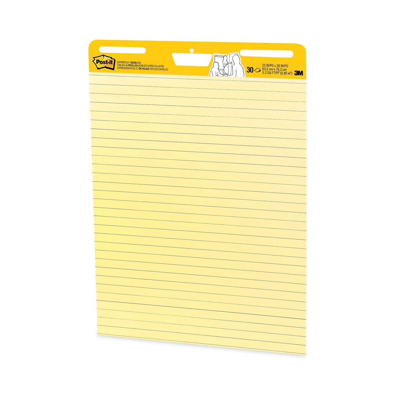 3M Post-it Vertical-Orientation Self-Stick Easel Pad Value Pack, Presentation Format (1.5" Rule), 25 x 30, Yellow, 30 Sheets, 4/Carton - Image 8